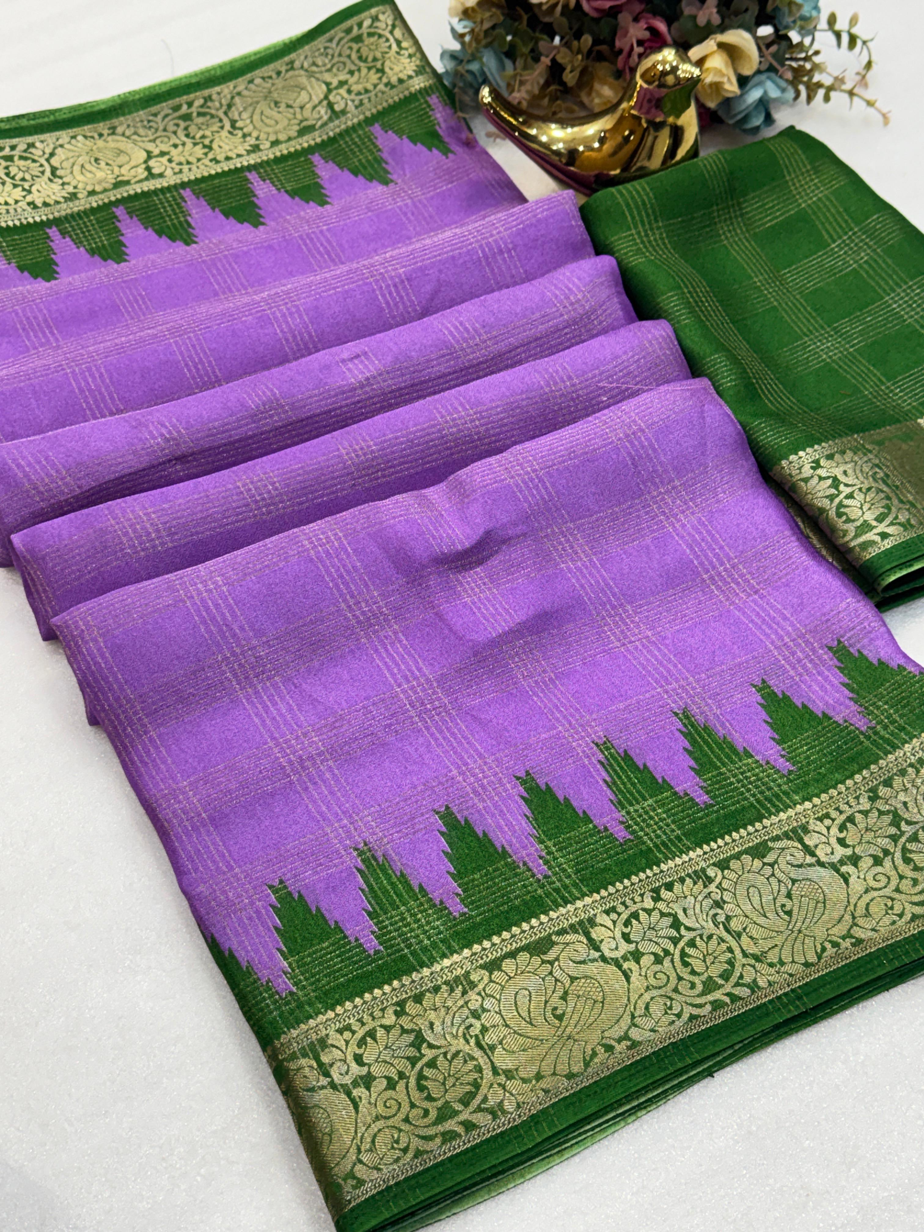 Soft silk saree with temple border