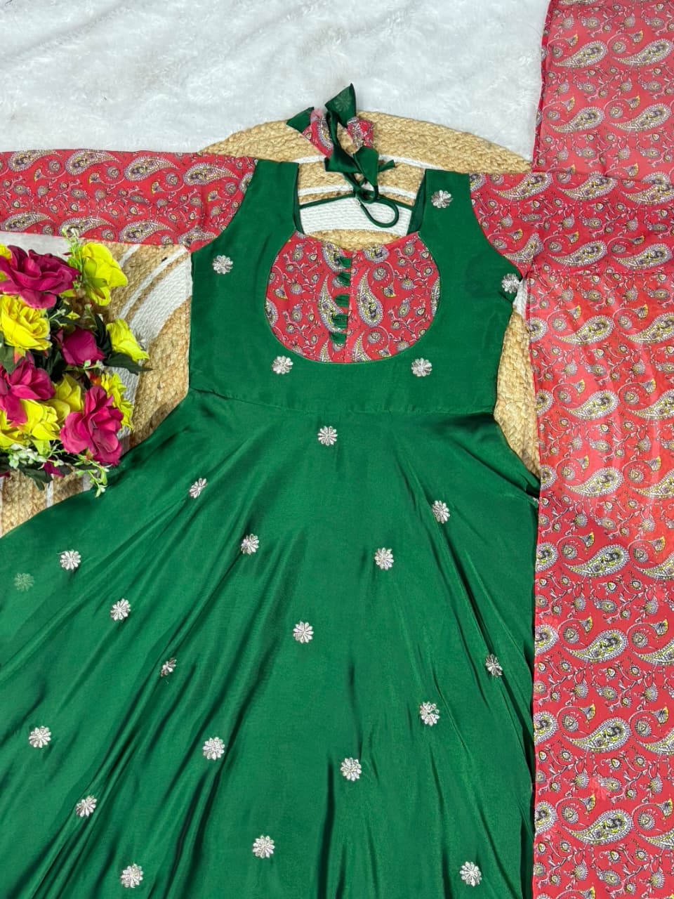Rangoli Anarkali Suit with Printed Duppata