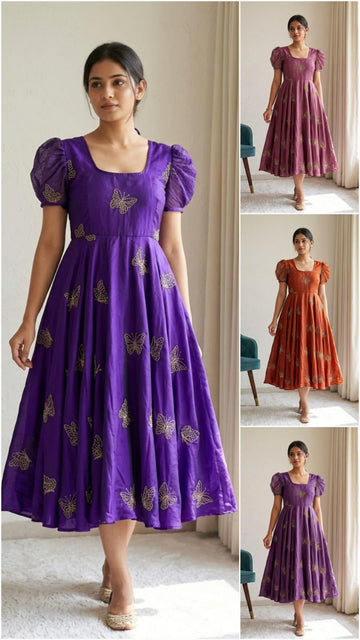 Beautiful Butterfly Designer Beats Sequance Work Dress