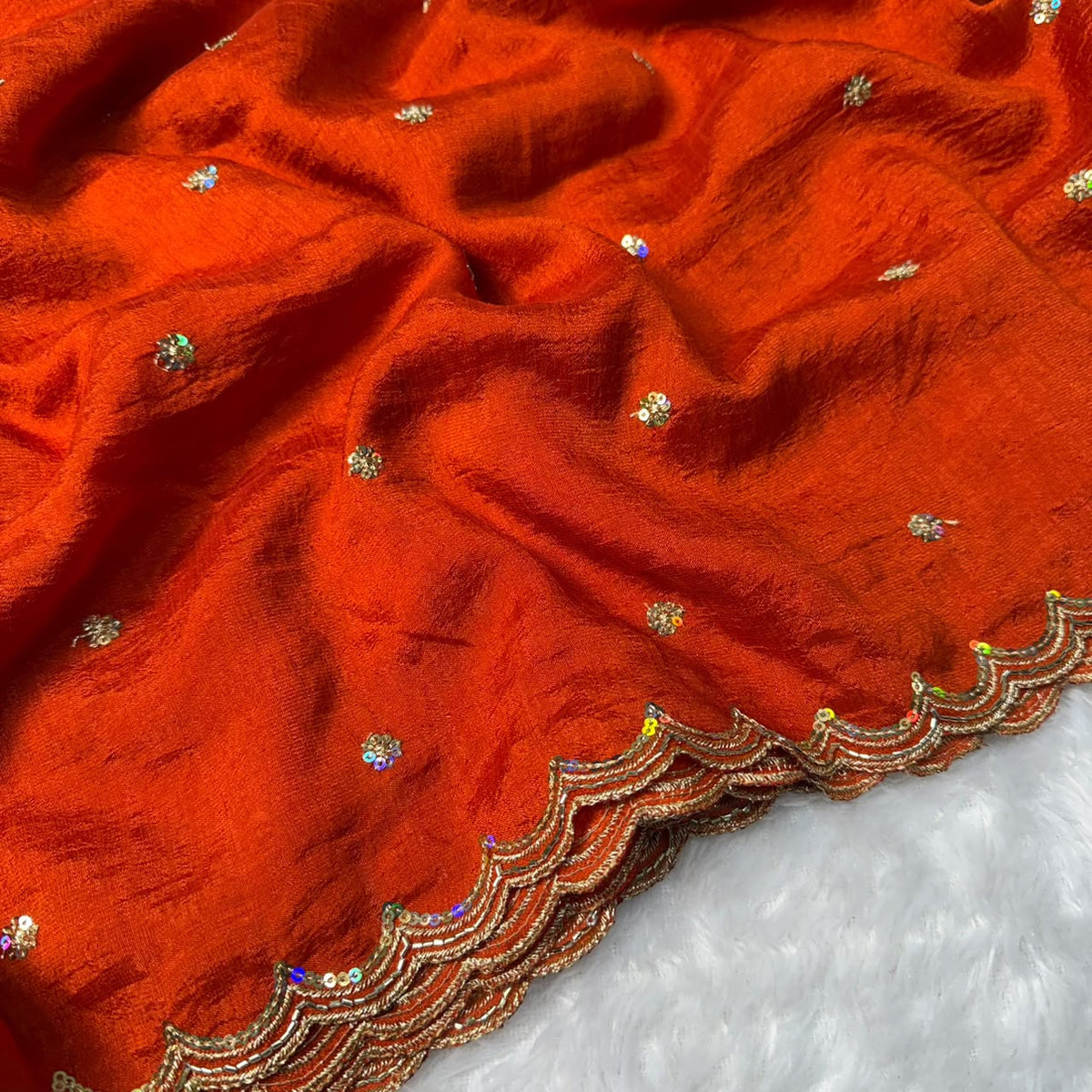 Vichitra Silk Saree Single line Border with Tissue Blouse