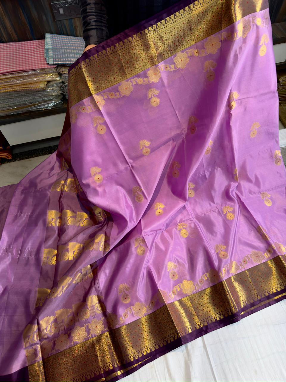 Lavender Banarasi Semi Kanchi Saree