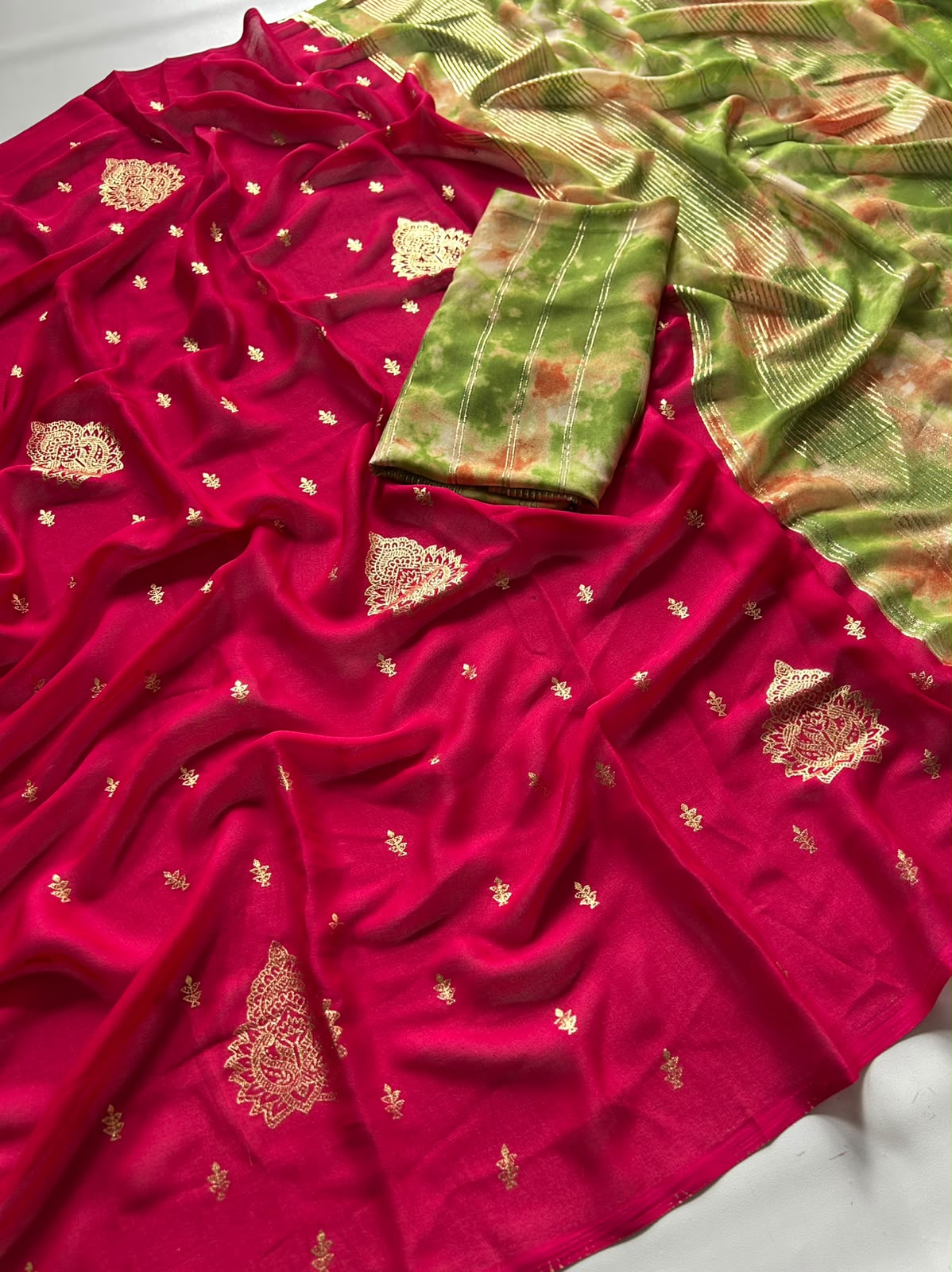 Soft moss chiffon sarees
