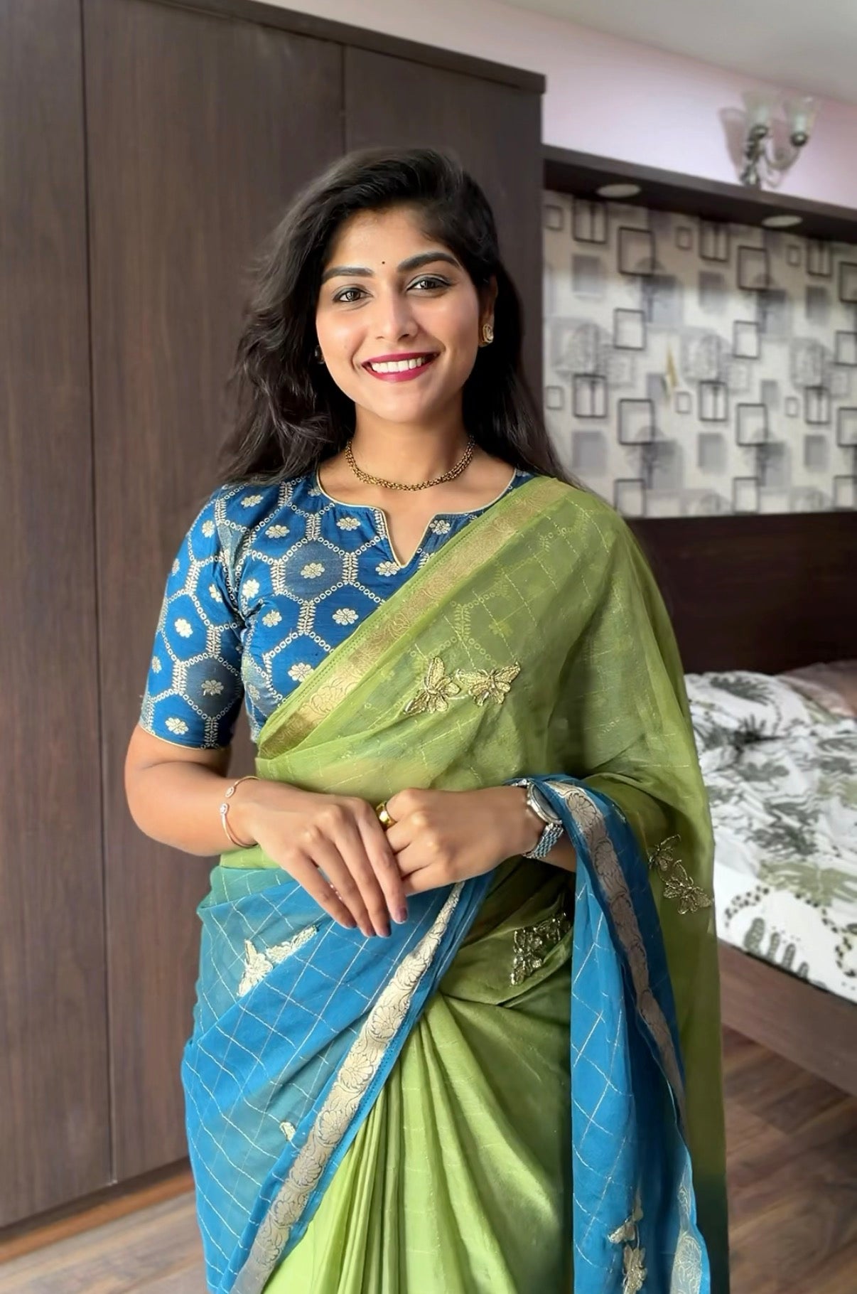Pure Viscose Georgette saree with beads work