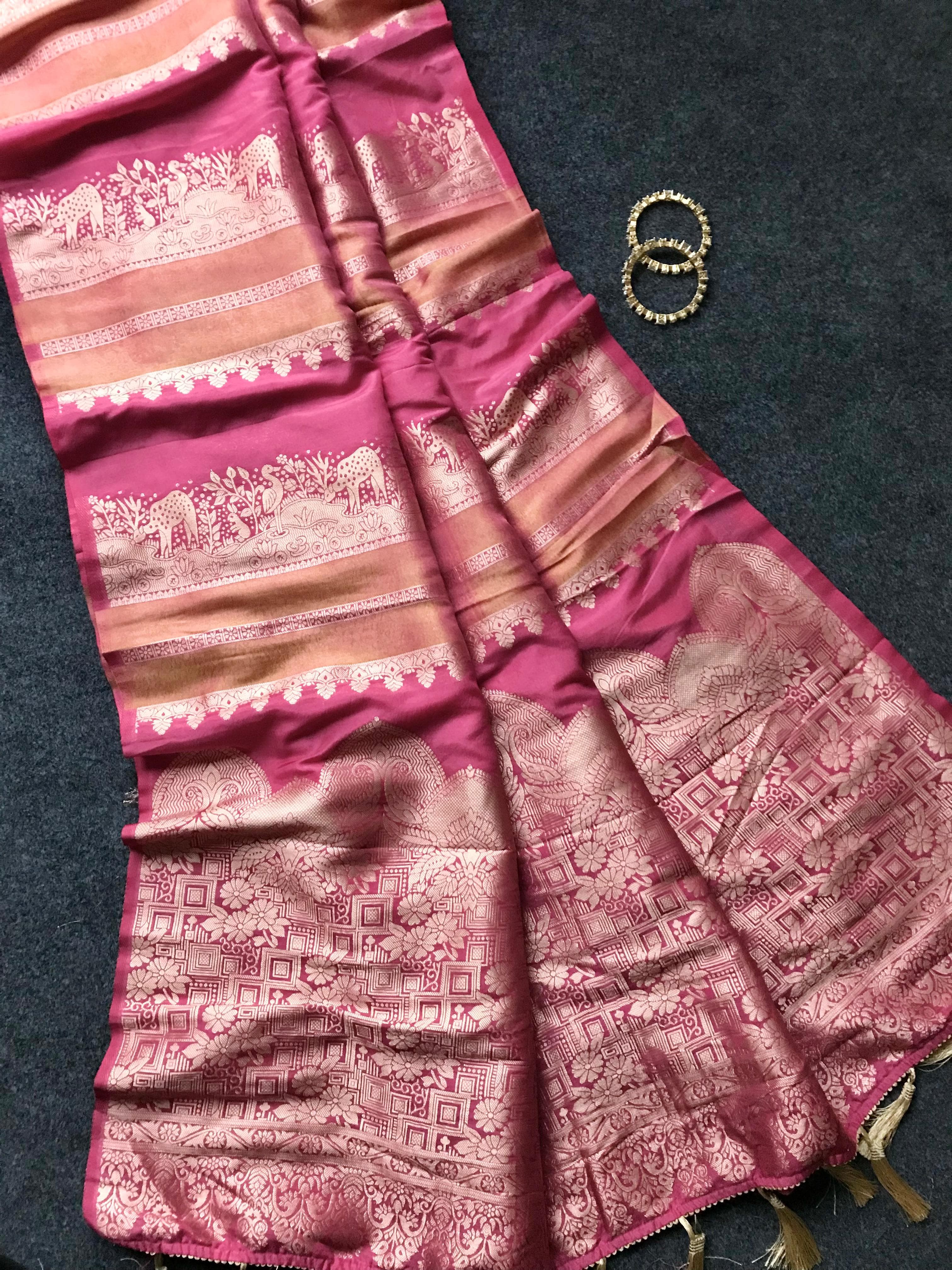 Premium Soft Banarasi Crepe Tissue Silk Sarees