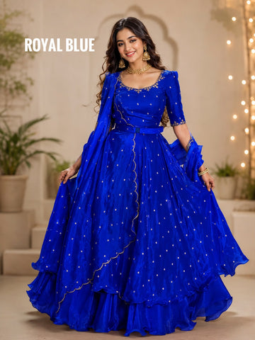 Beautiful Heavy Space Silk Lehenga Choli with Set Double Frill