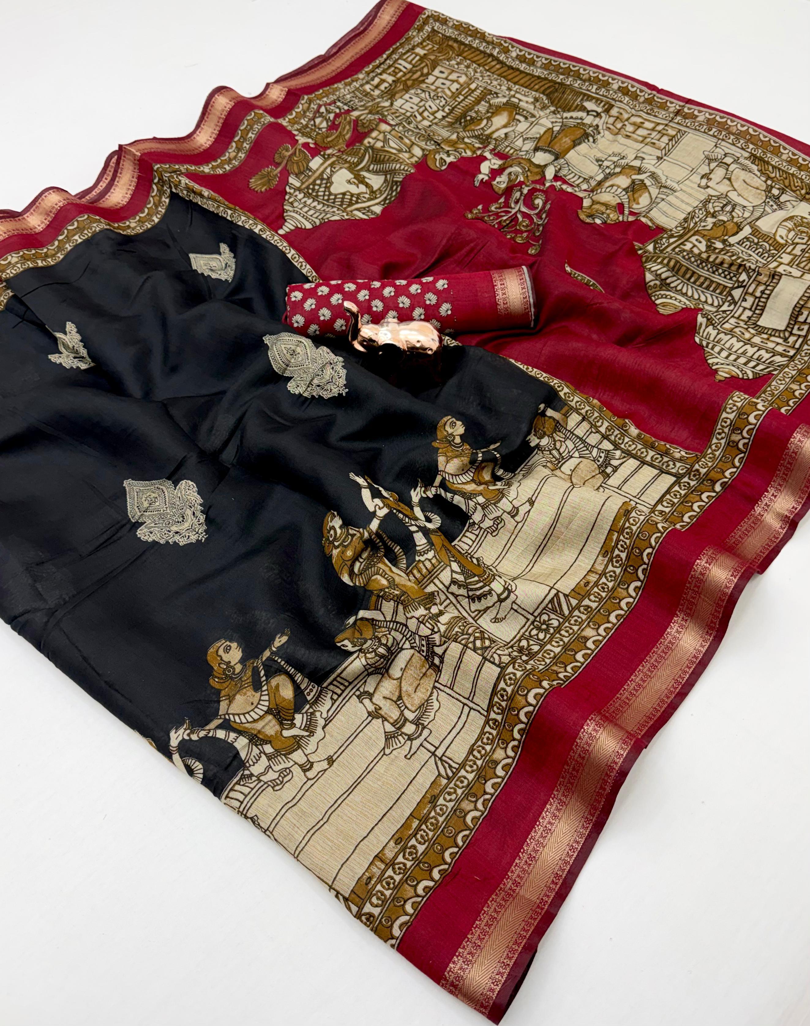 Soft Mul Cotton with Kalamkari Pallu & Zari Weaving Border