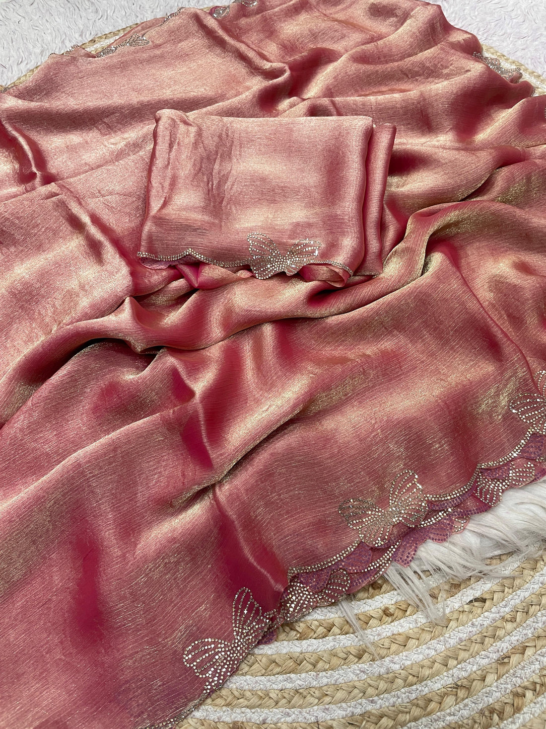 Soft Chiffon Sarees with Beautiful Jarkhan & Siroski Work