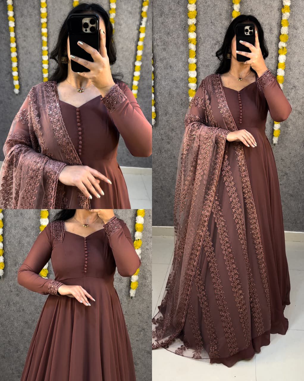 Soft Faux Georgette Gown with Duppata