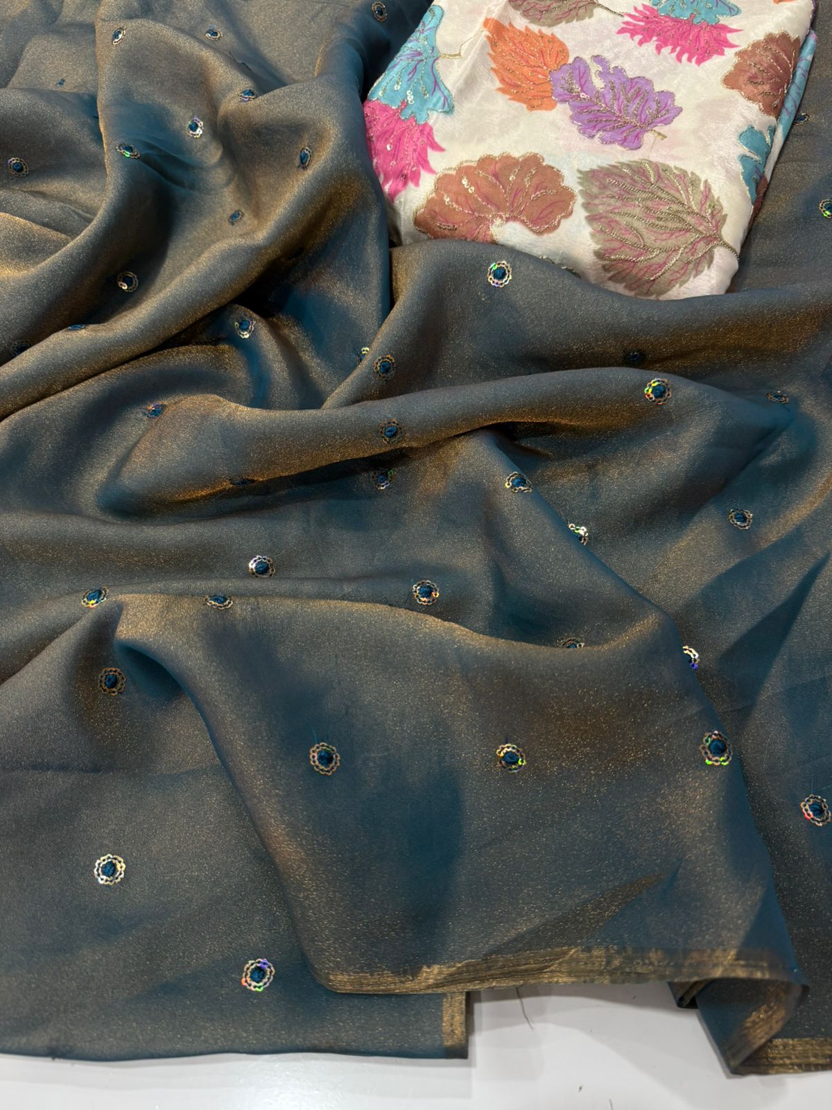 Space Silk Sarees with Sequence Work