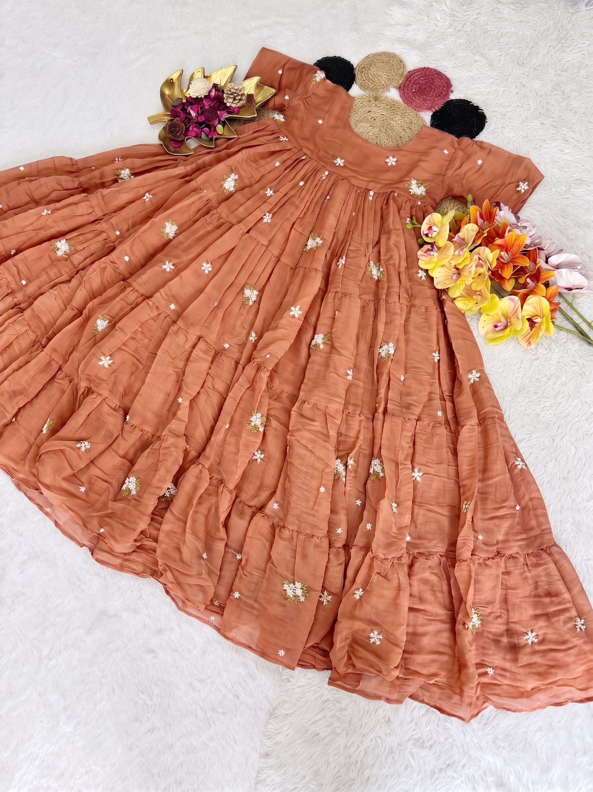 Designer Mul Chanderi Frocks