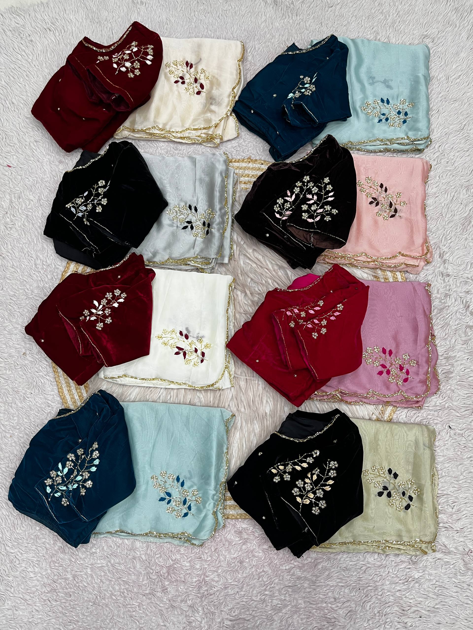 Elegant Rangoli Silk with Maggam Thread Work on Saree & Blouse