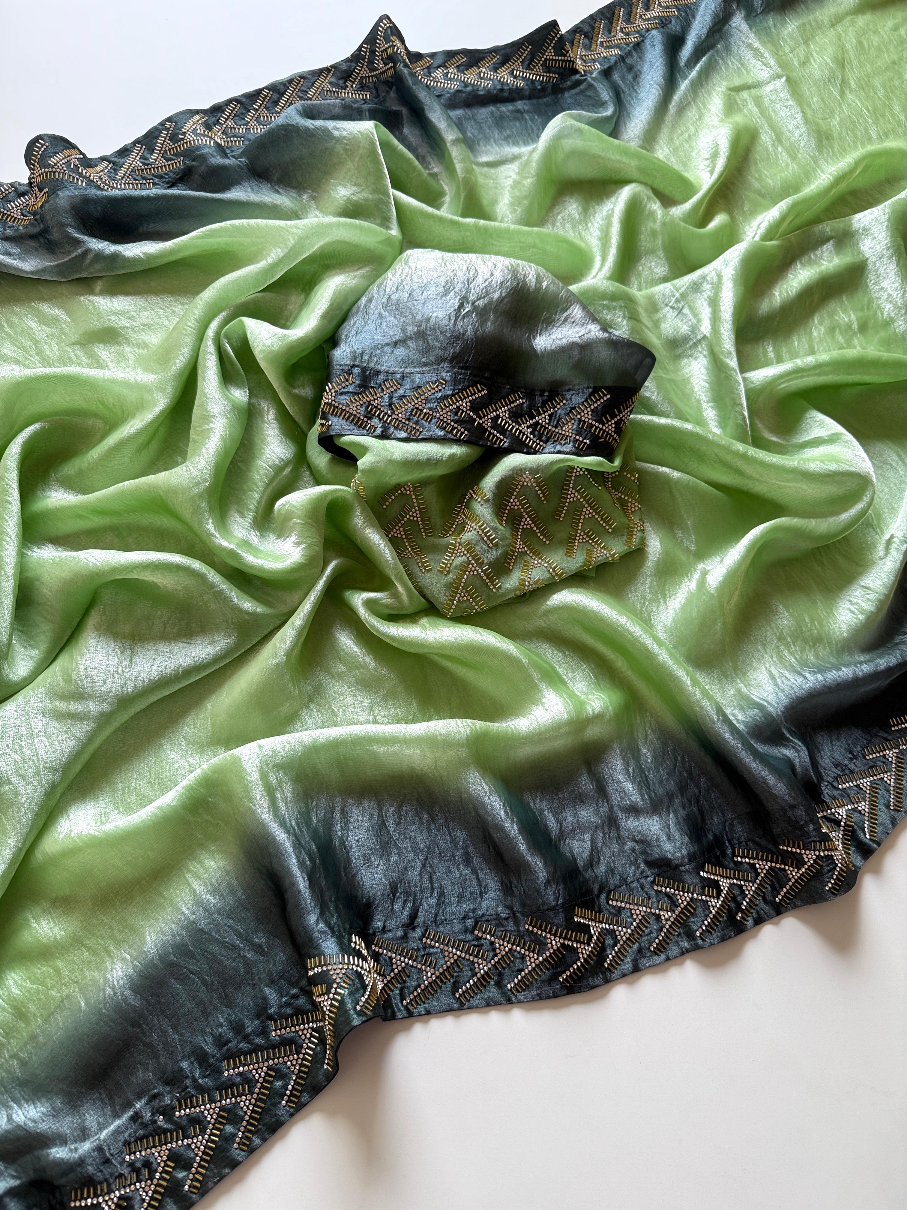 Soft Fendy Satin Fabric Designer Saree