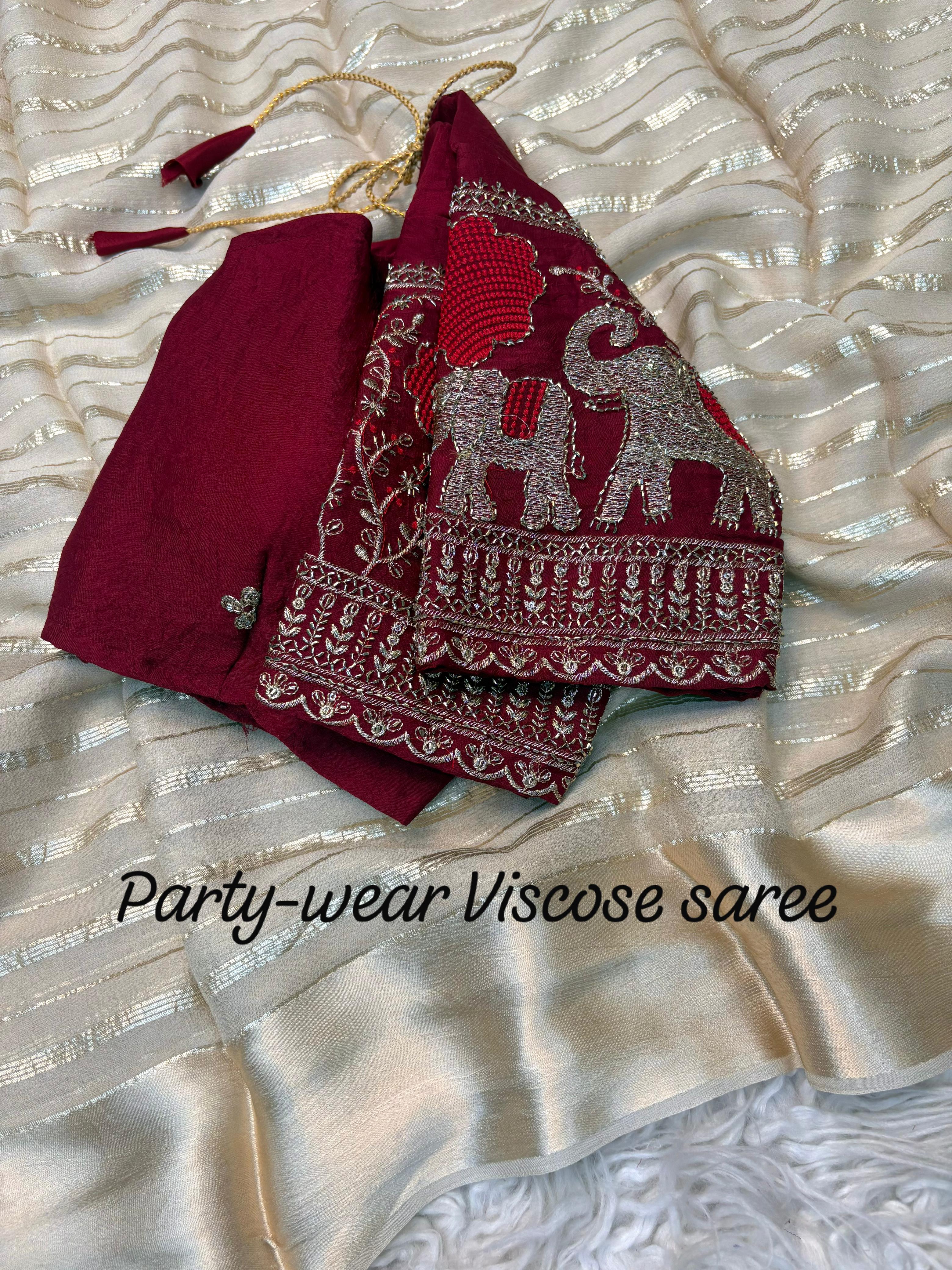 Pure Viscose Saree available with two blouse styles