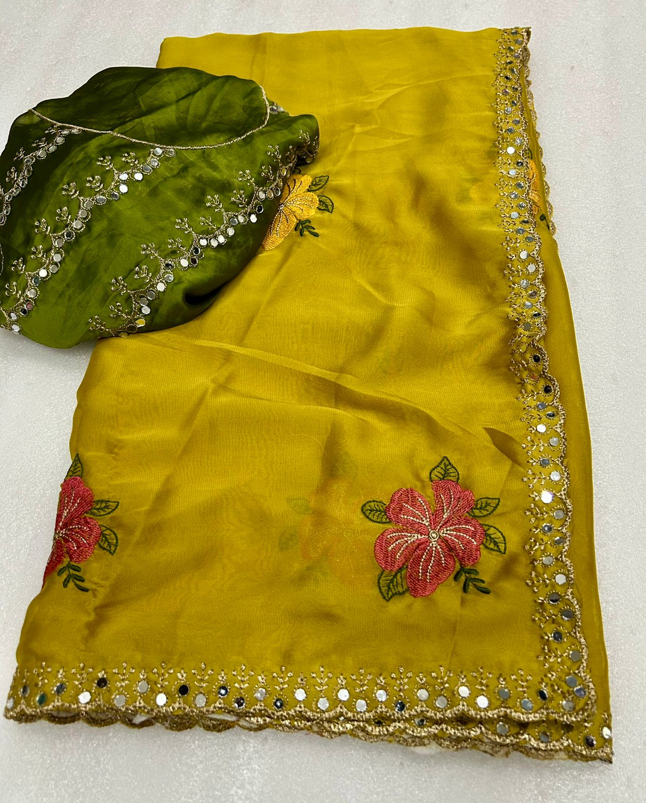 Soft Rangoli Silk with Embroidery Work