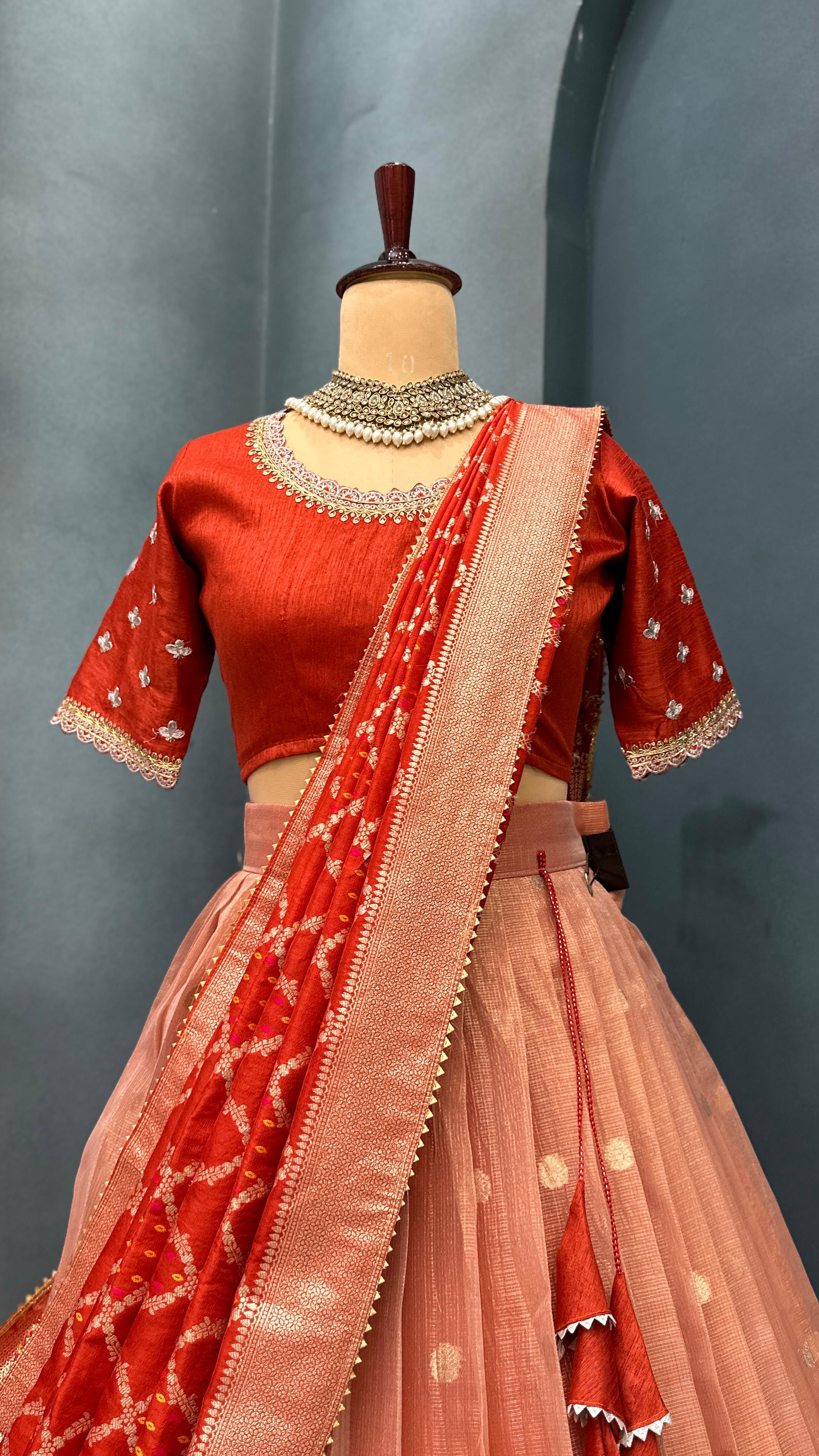 Full Stitched Luxurious Kota checks & Paithani Lehenga