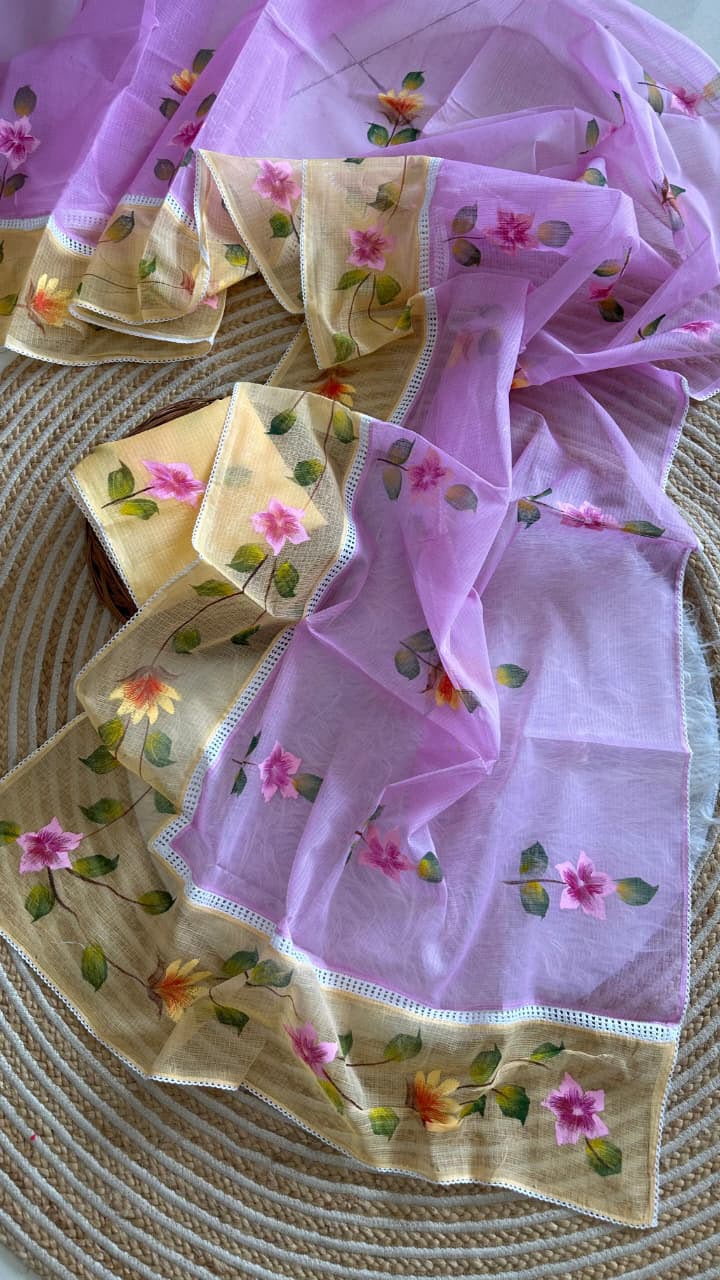 Pure kota hand-painted sarees
