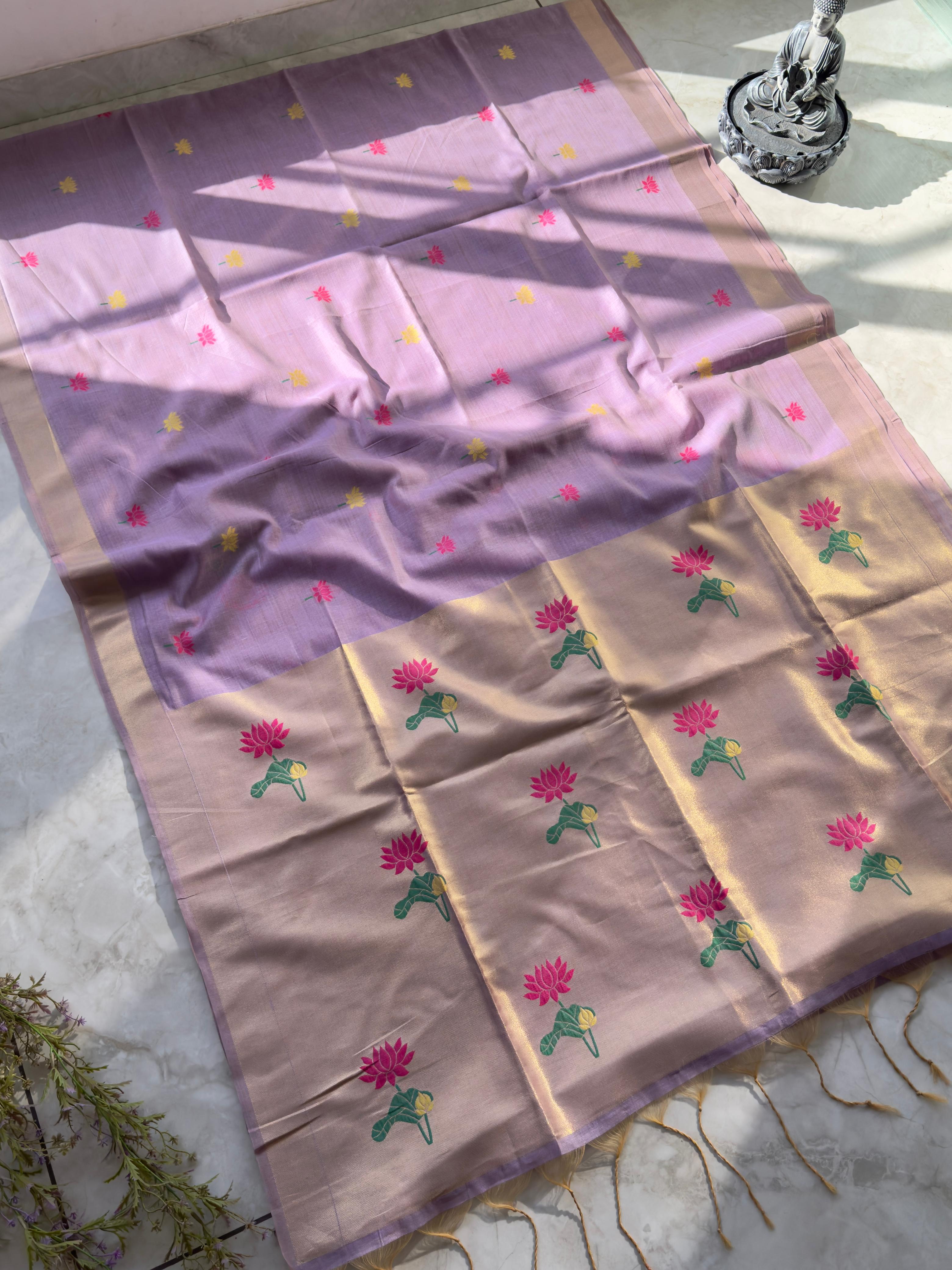 Soft Muslin Muga Jamdani Sarees