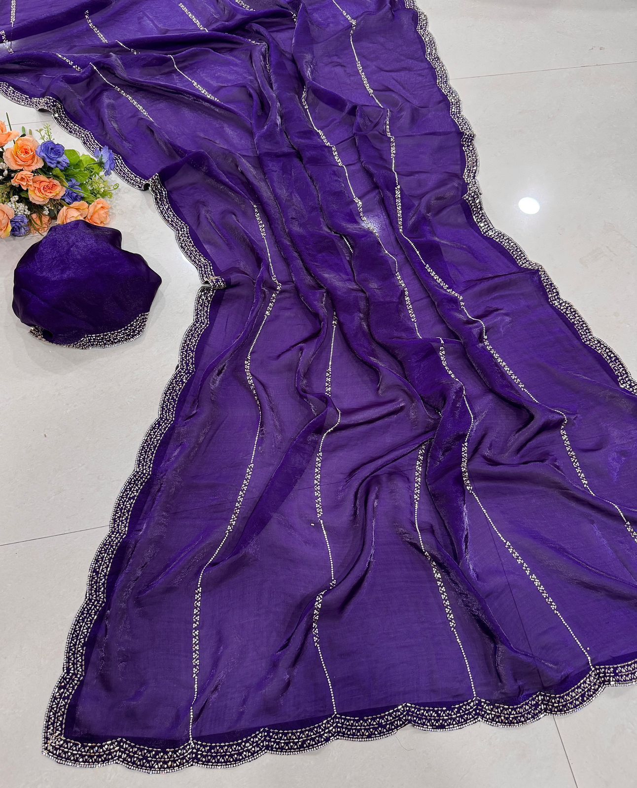 Trendy Space Sattin Silk Saree