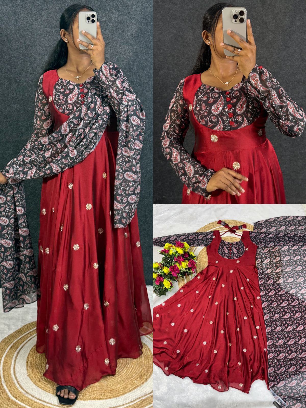 Rangoli Anarkali Suit with Printed Duppata