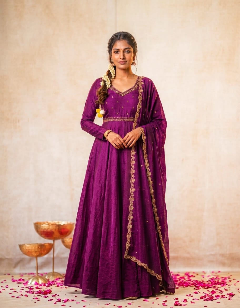 Designer Maggam Hand Work Gowns With Duppata