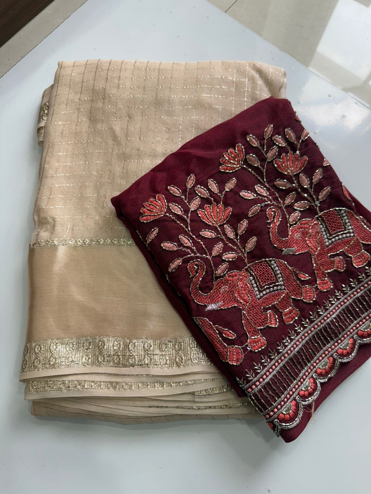 Viscose Georgette Sarees with Sequence Work Blouse