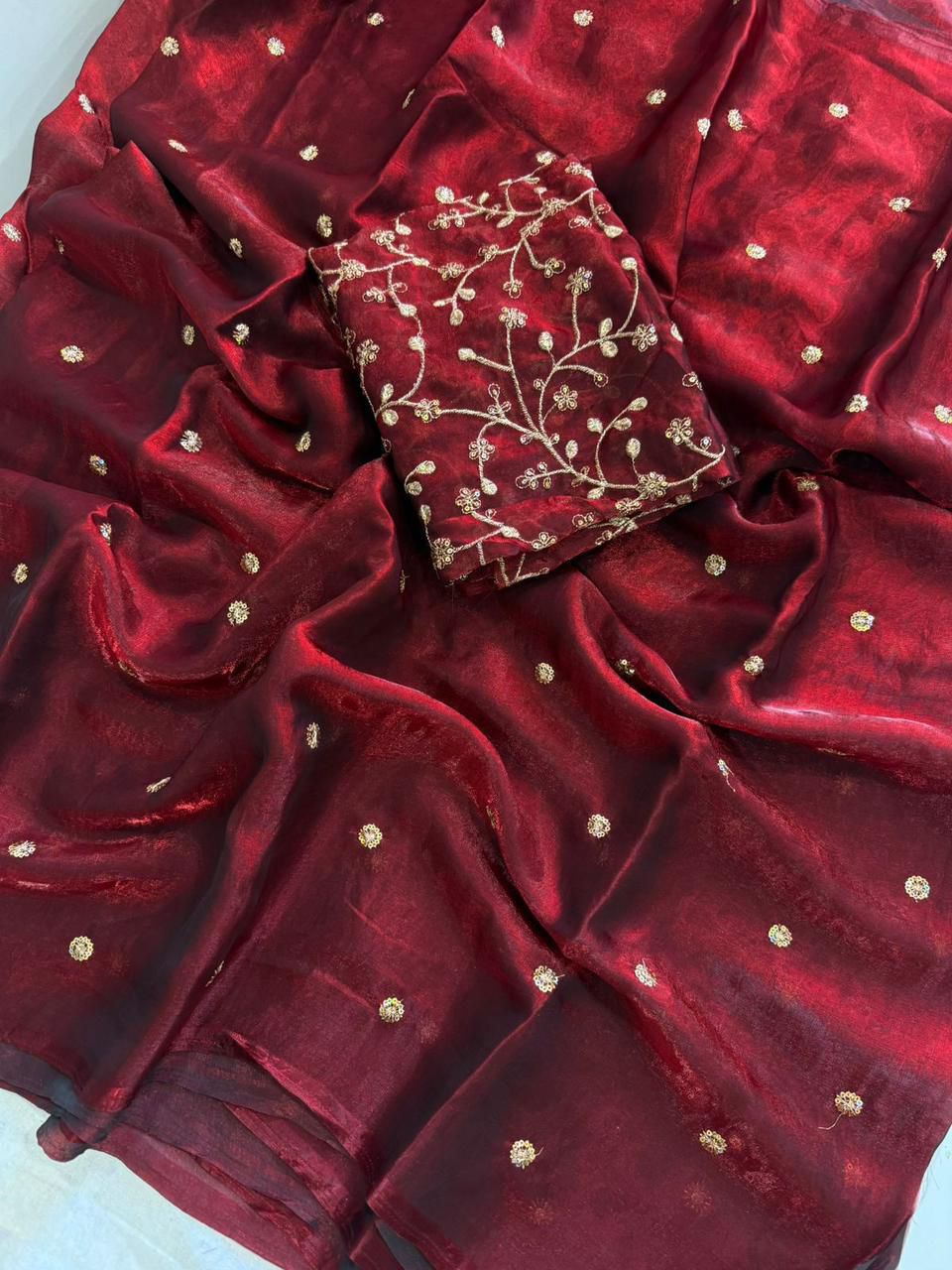 Soft Satin Sequence Work Saree