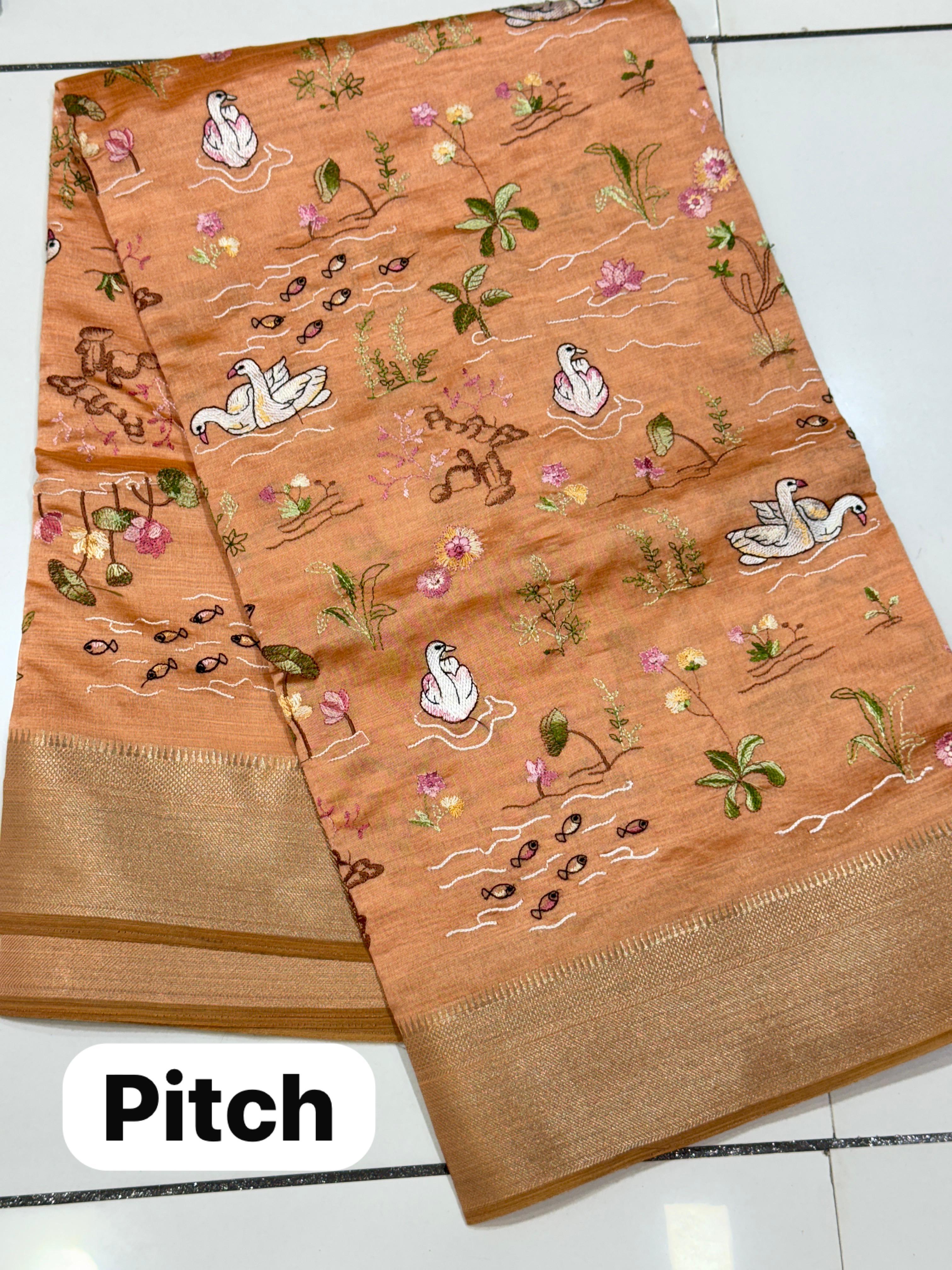 Cotton Silk sarees with all over embroidery