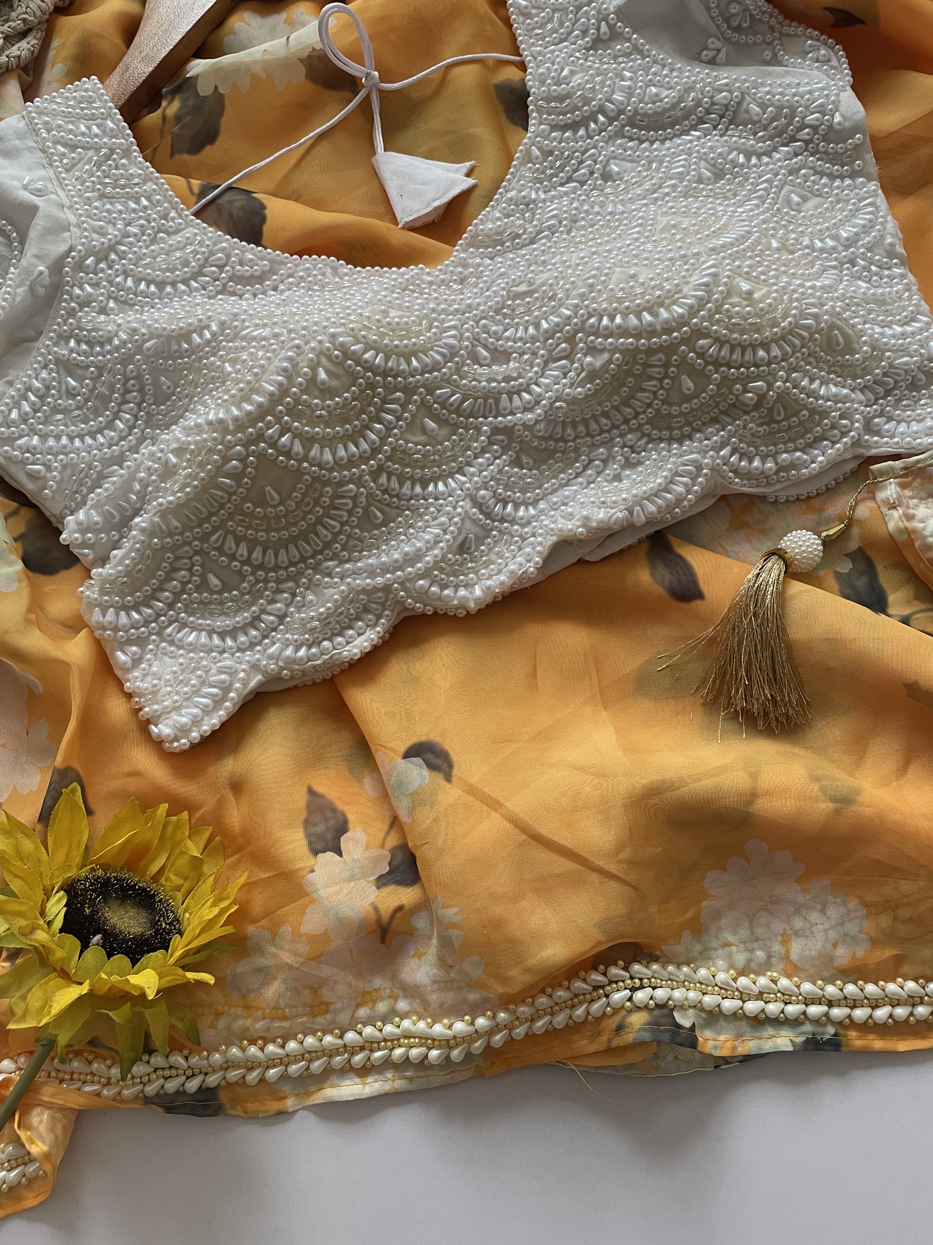 Soft Teby Organza Silk Saree with Premium Handwork