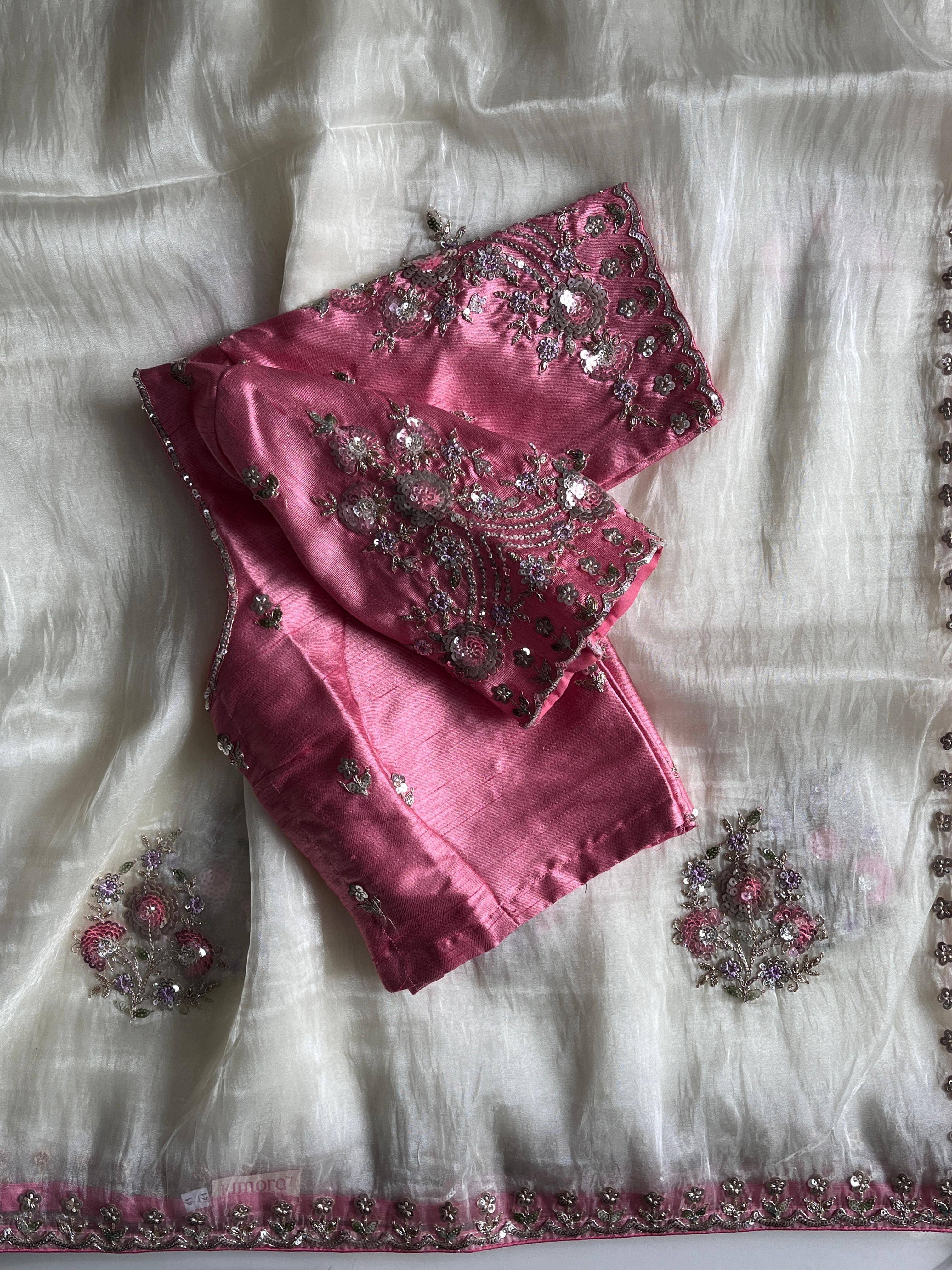 Premium Crush Saree with Stitched Blouse