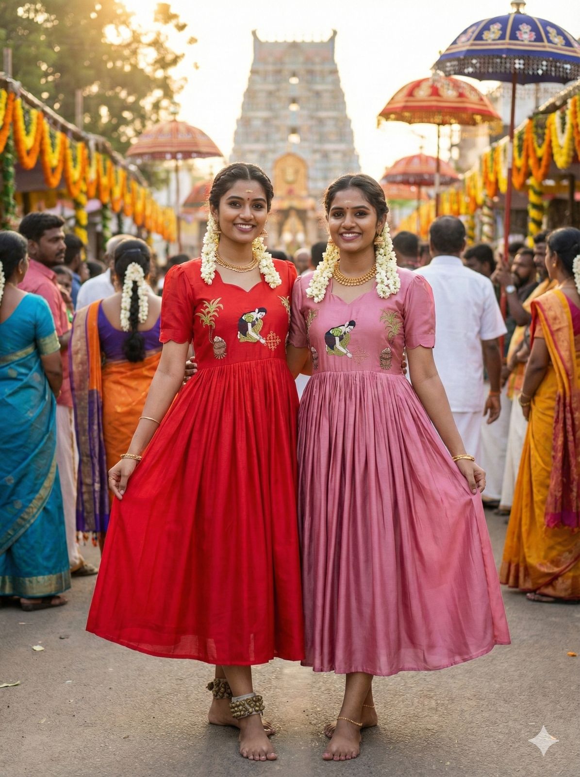 Festive Gown in Soft Rangoli Silk