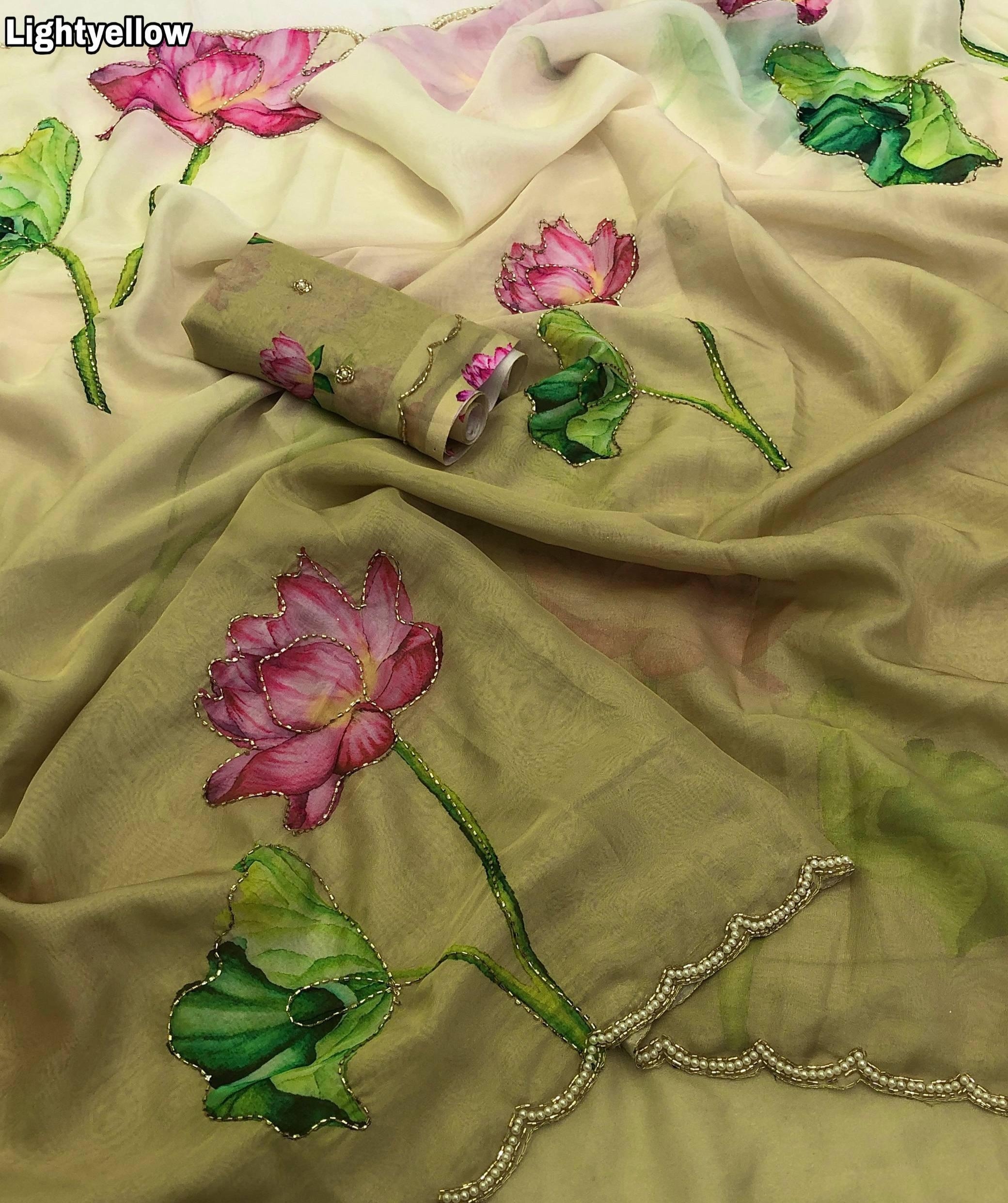 Tebby Organza Designer Saree with Cutdana Moti Work