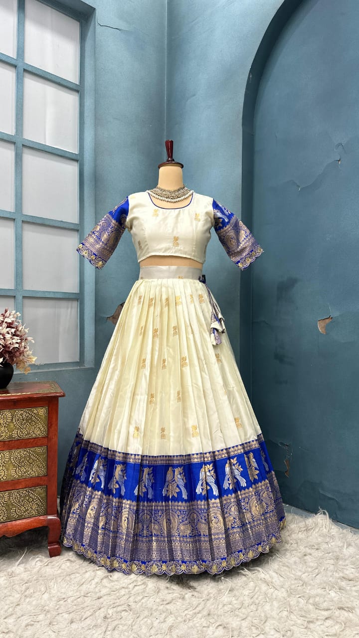 Exclusive Designer Premium Quality Pure Kanjivaram silk full stiched Lehenga