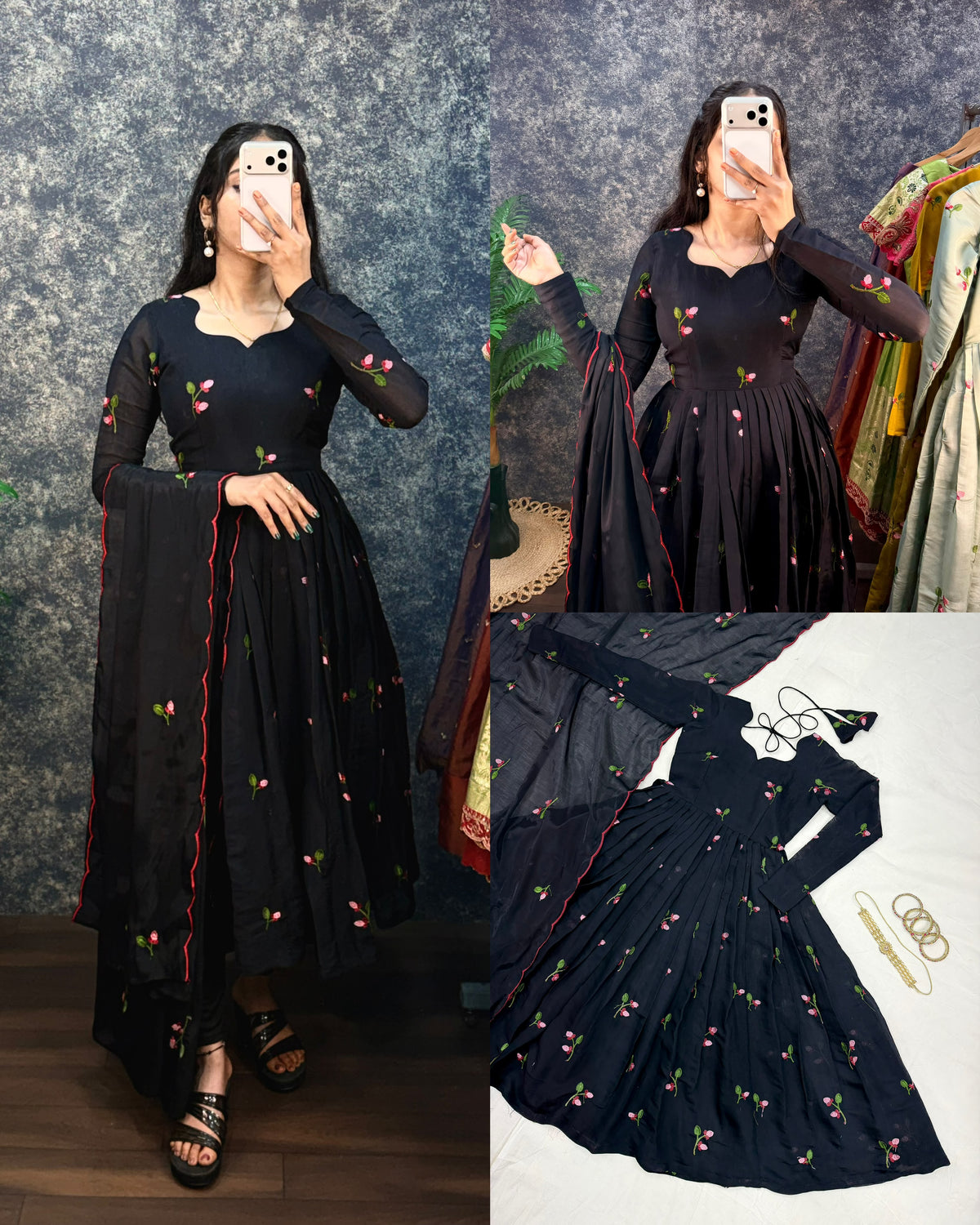 Premium South Mull Chanderi Anarkali with Dupatta