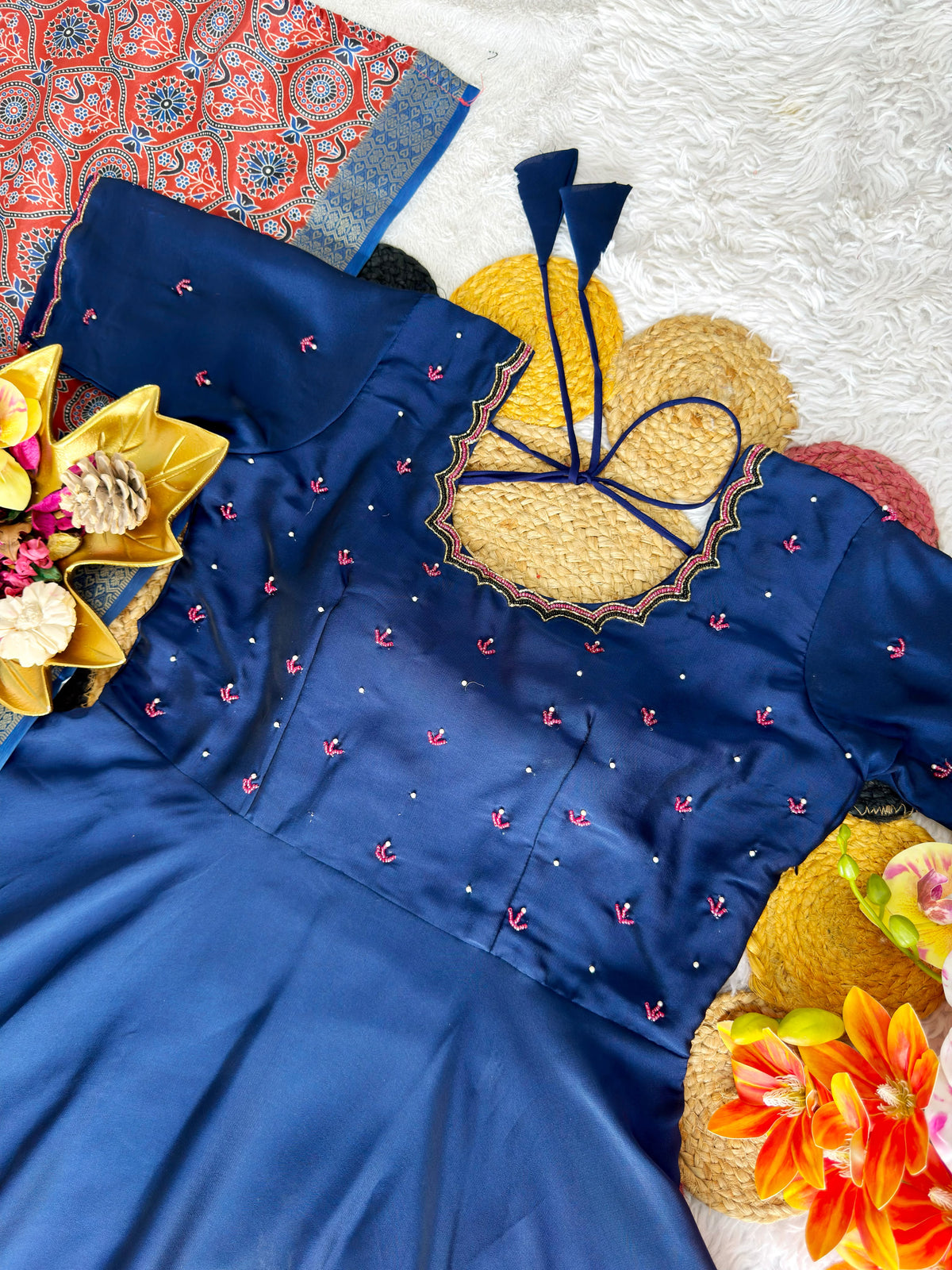 Festival Special Beautiful Maggam Work Rangoli Silk Gown