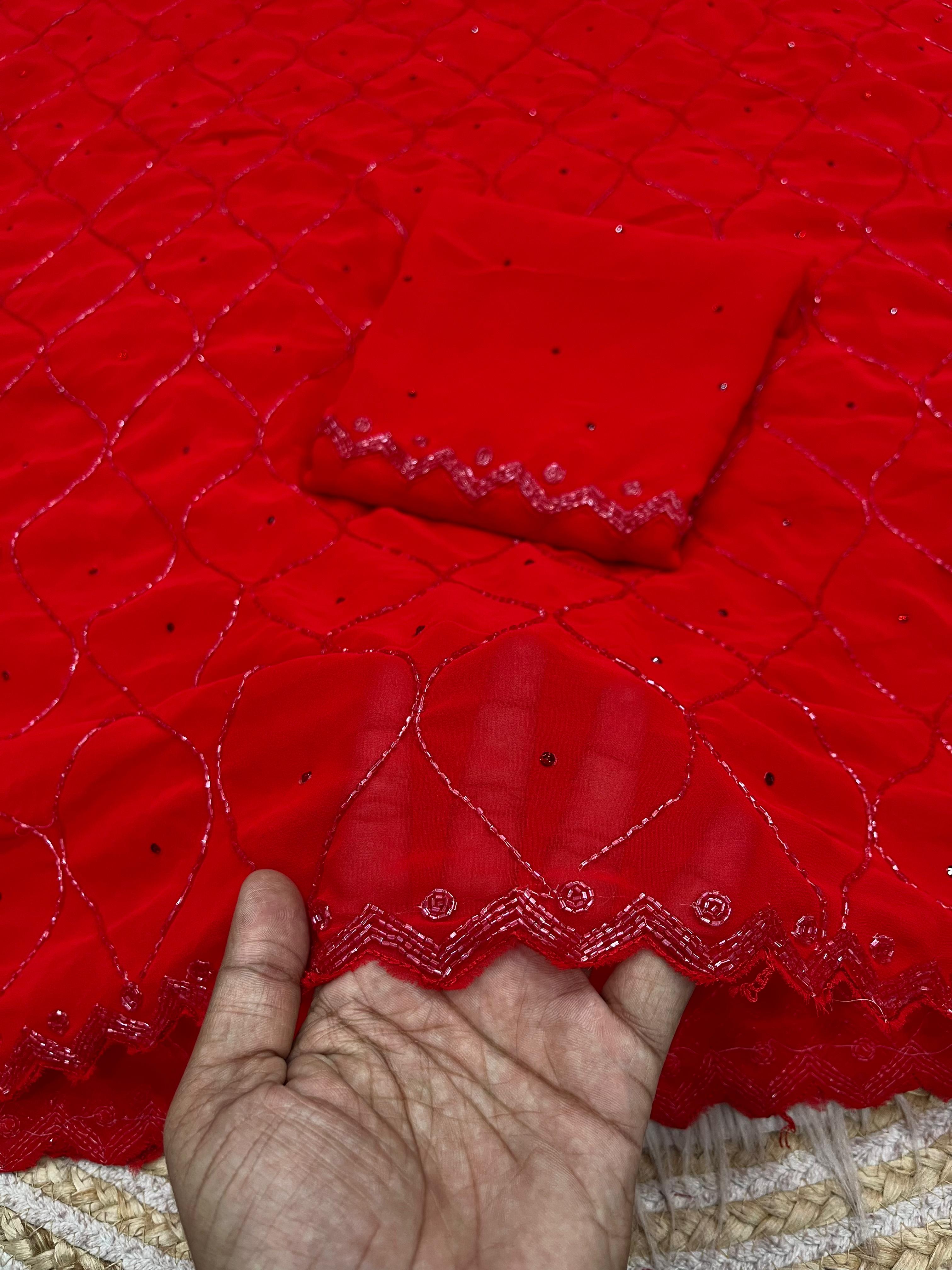 Pure Foxx Georgette Sarees with Cutdana Work