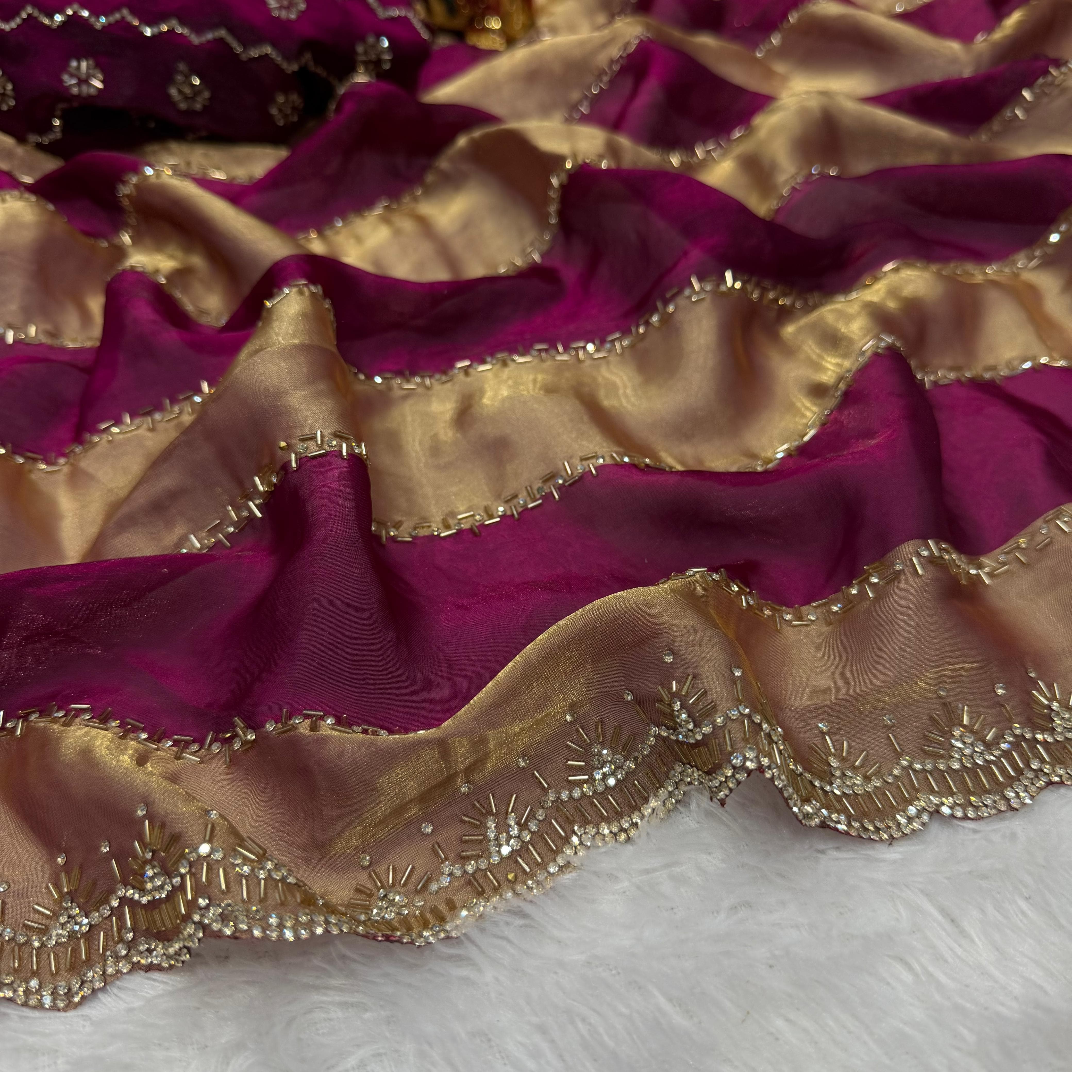 Premium Space Silk Sarees with Jarkhan Work