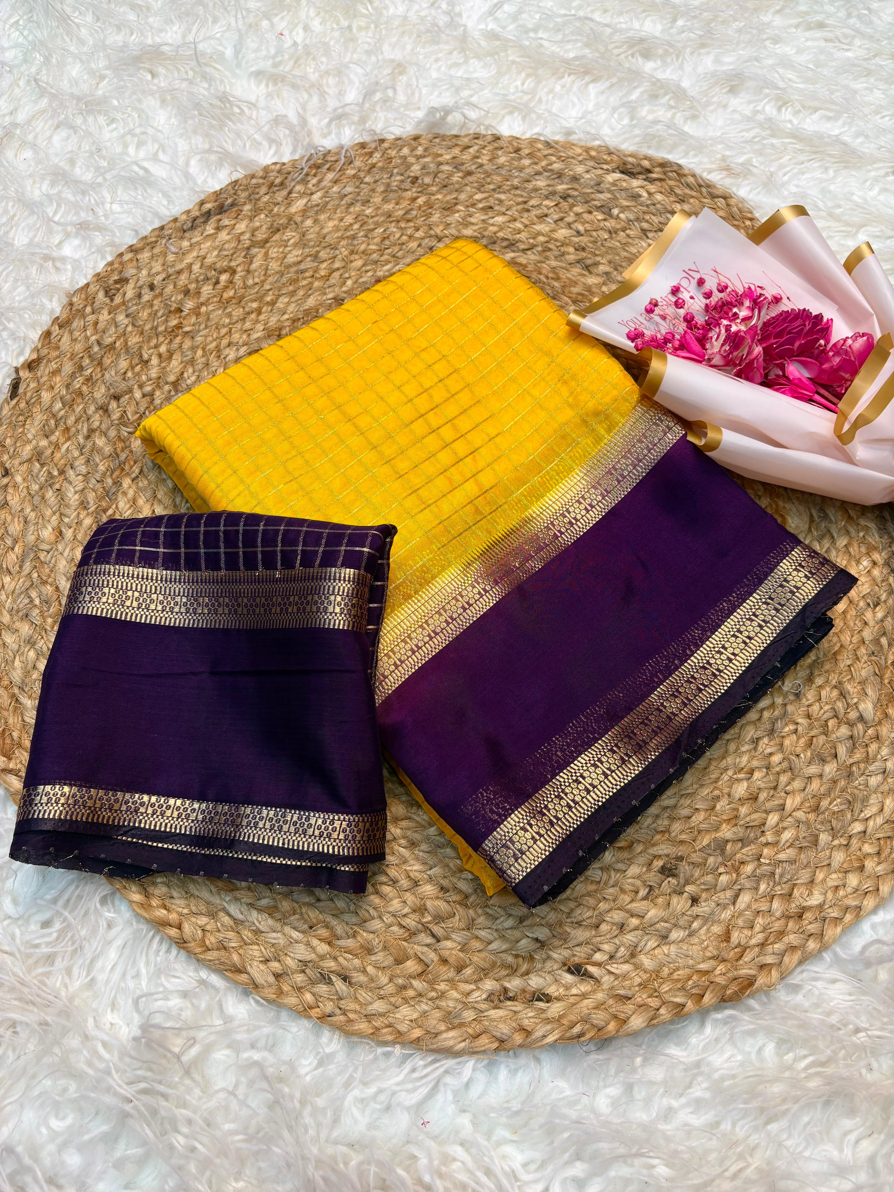 Chinnon Saree with Weaving Chex
