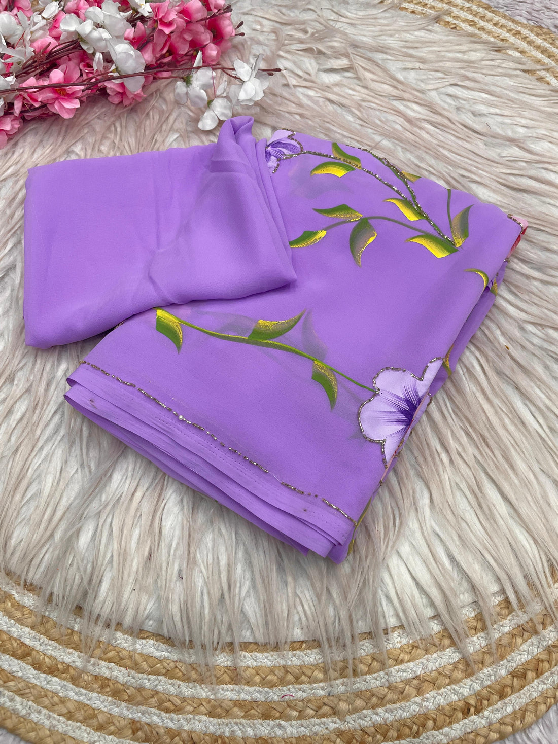 Georgette Sarees with Brush Paint