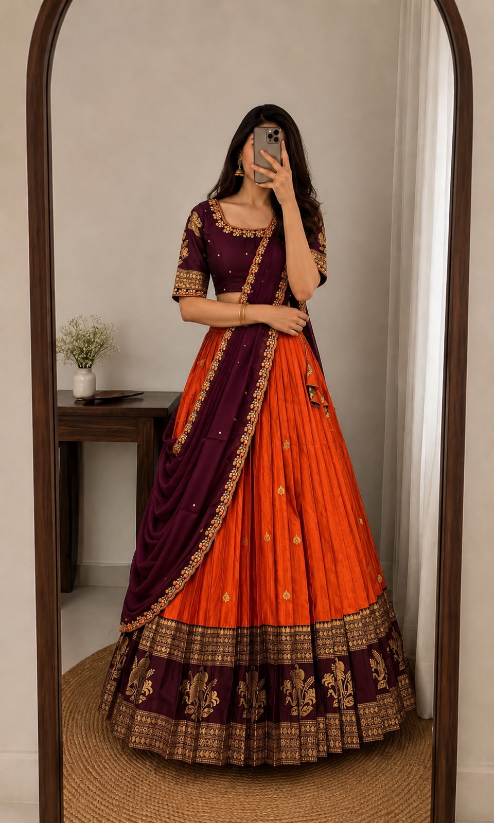 Premium Quality Kanjivaram Silk Full Stitched Lehenga Set