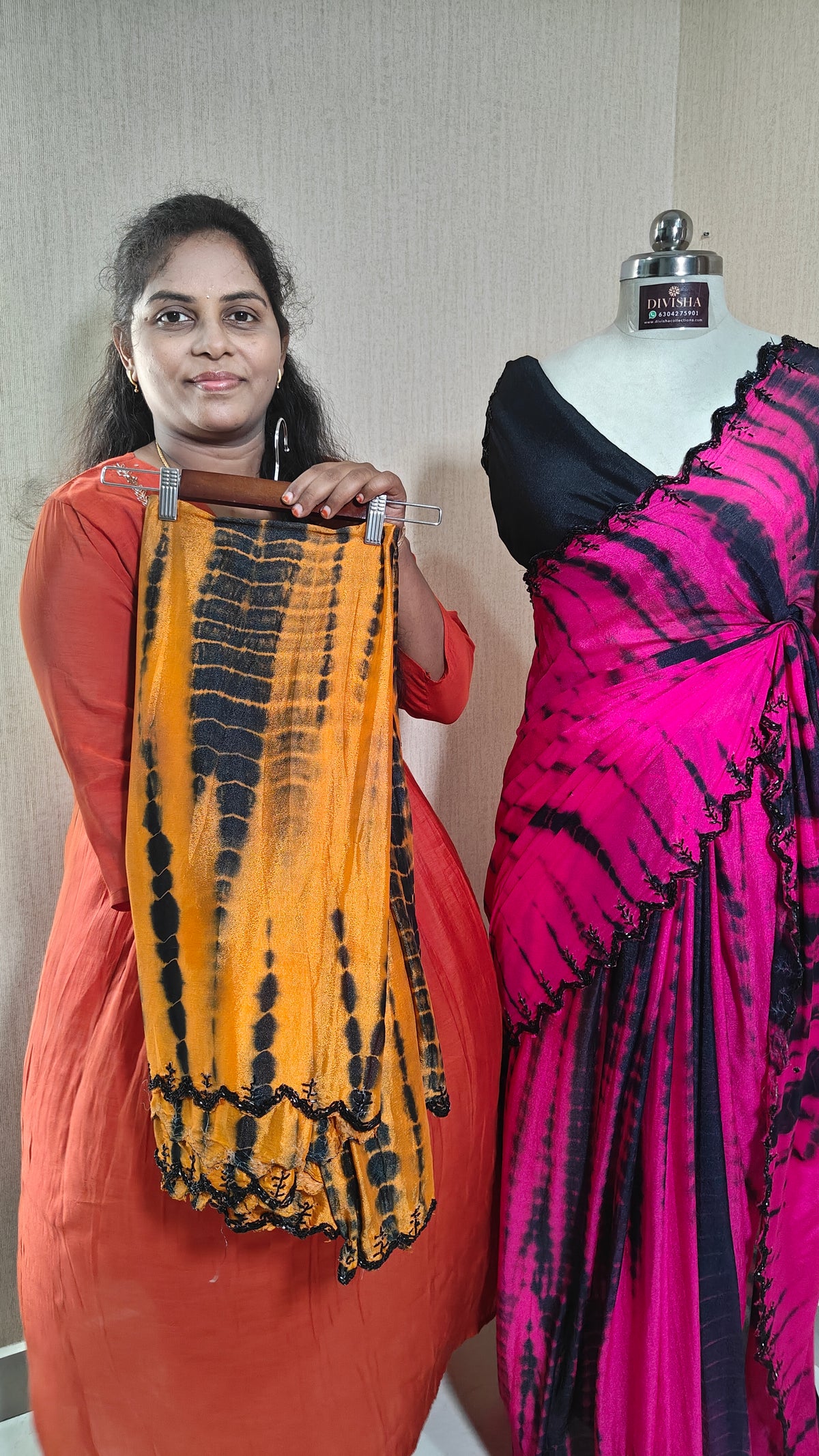 Pure Dyeable Chinon Sarees with Shibori design & Cutdana Border