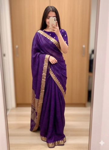 Viscose Georgette Sarees With Viscose Weaving Blouse