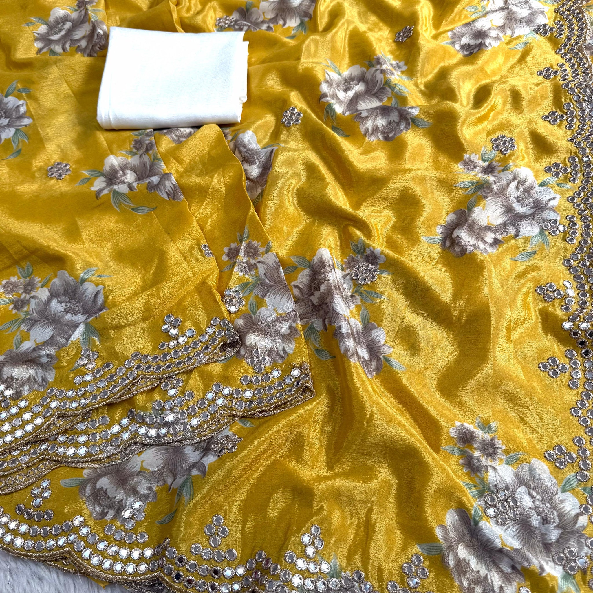 Premium Dusty Shades Chinon Silk Sarees