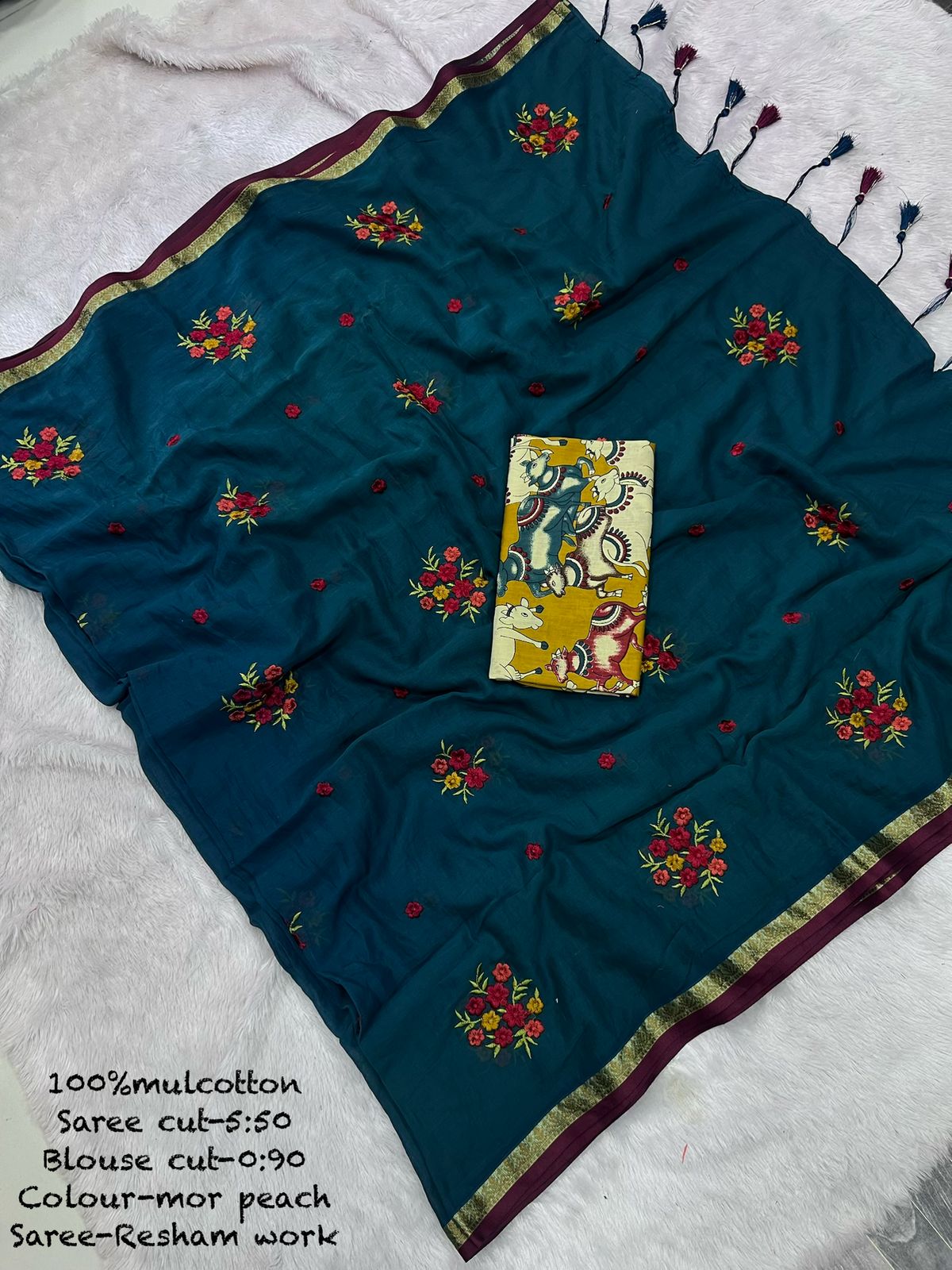 Pure Mul Cotton Sarees with Embroidery