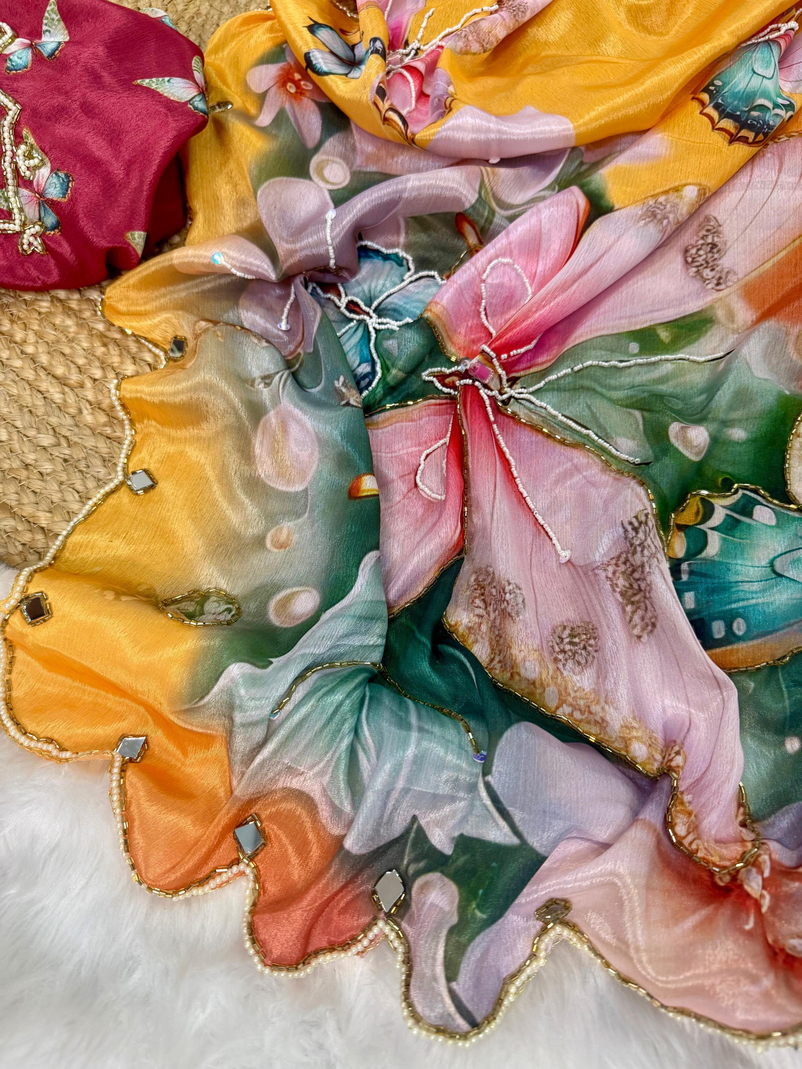 Butterfly Design Rasmalai Silk Sarees