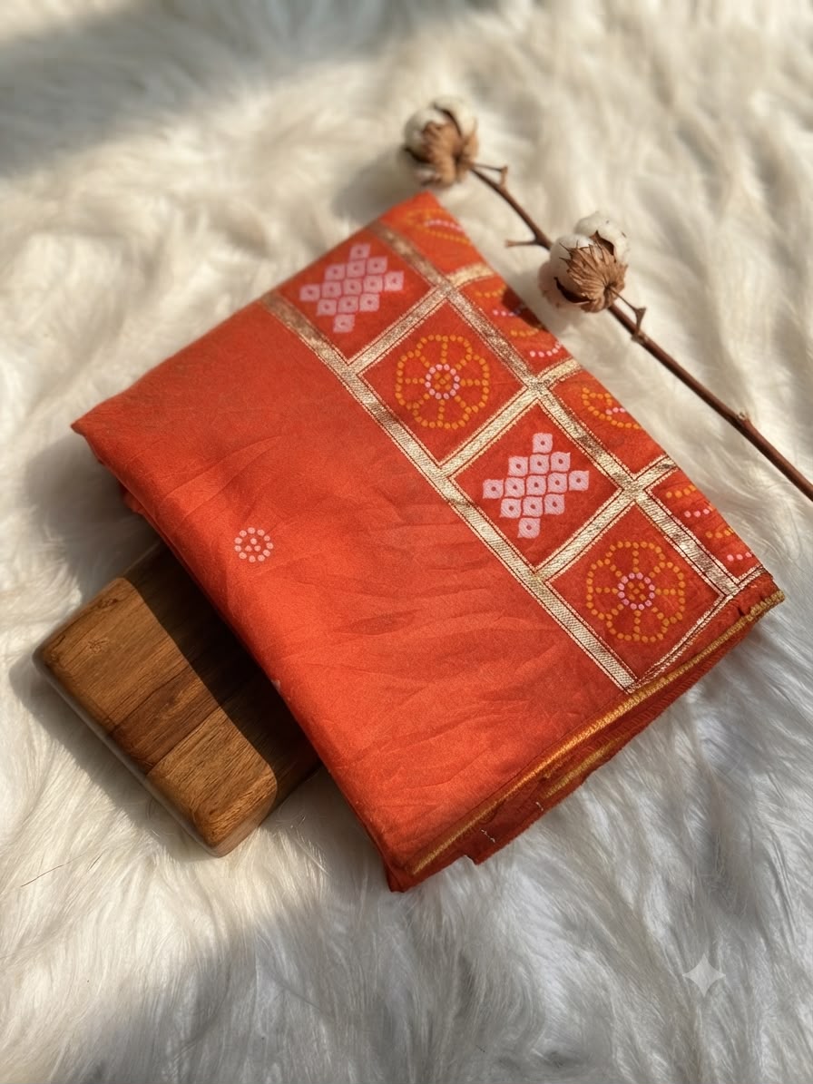 Semi Mysore Silk Sarees with Bandhni Pallu
