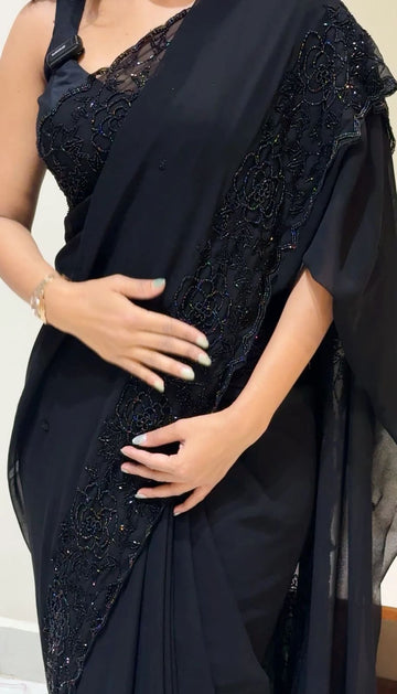 Premium Georgette Saree with c panel beeds work