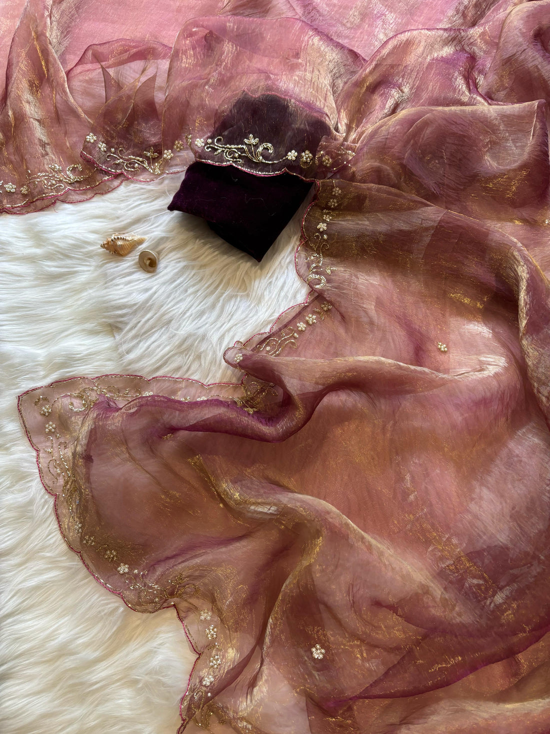 Premium Handwork Saree with Cutdana and Moti Work