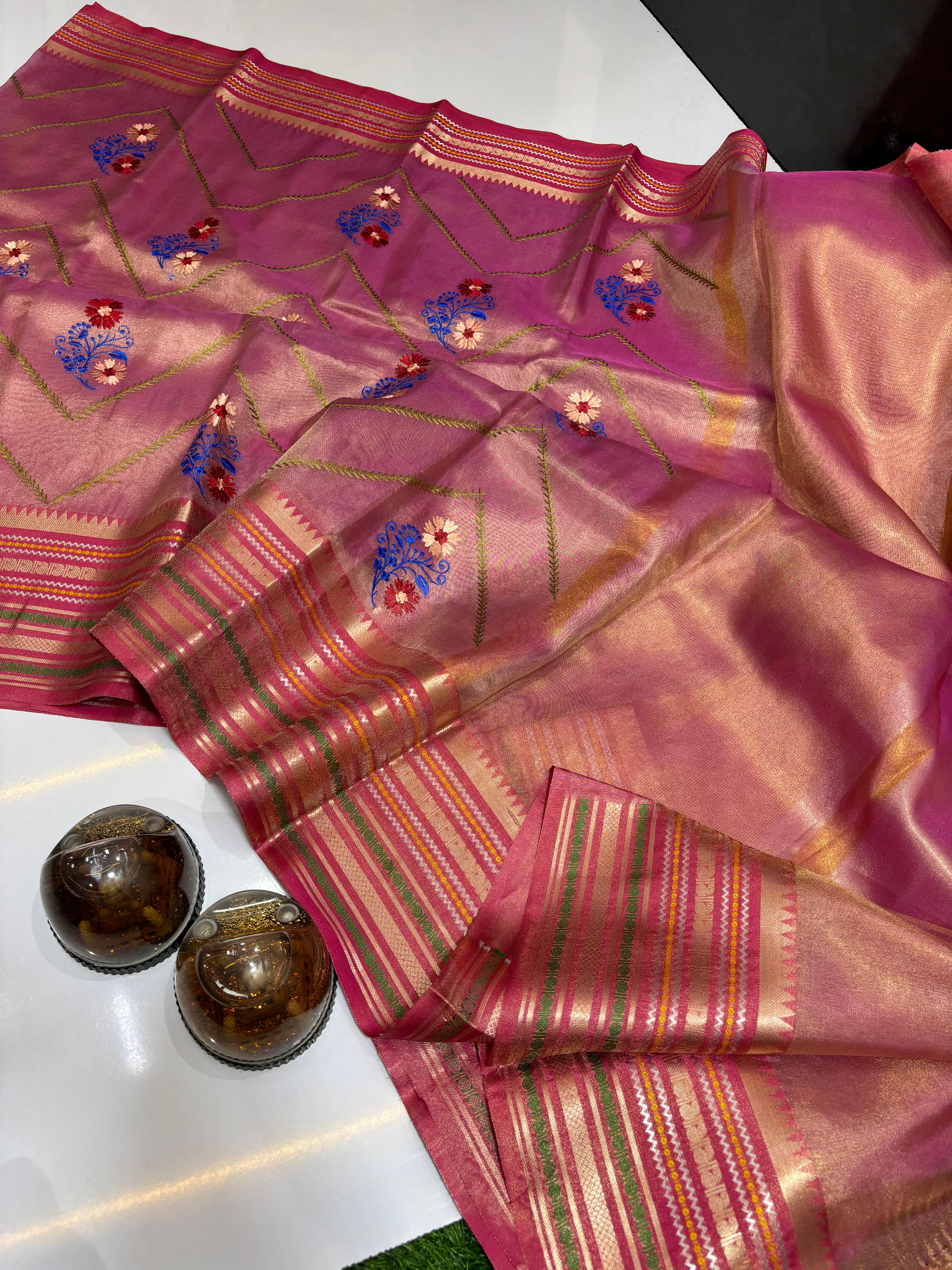 Premium Banarasi Dyble Tissue Silk Sarees