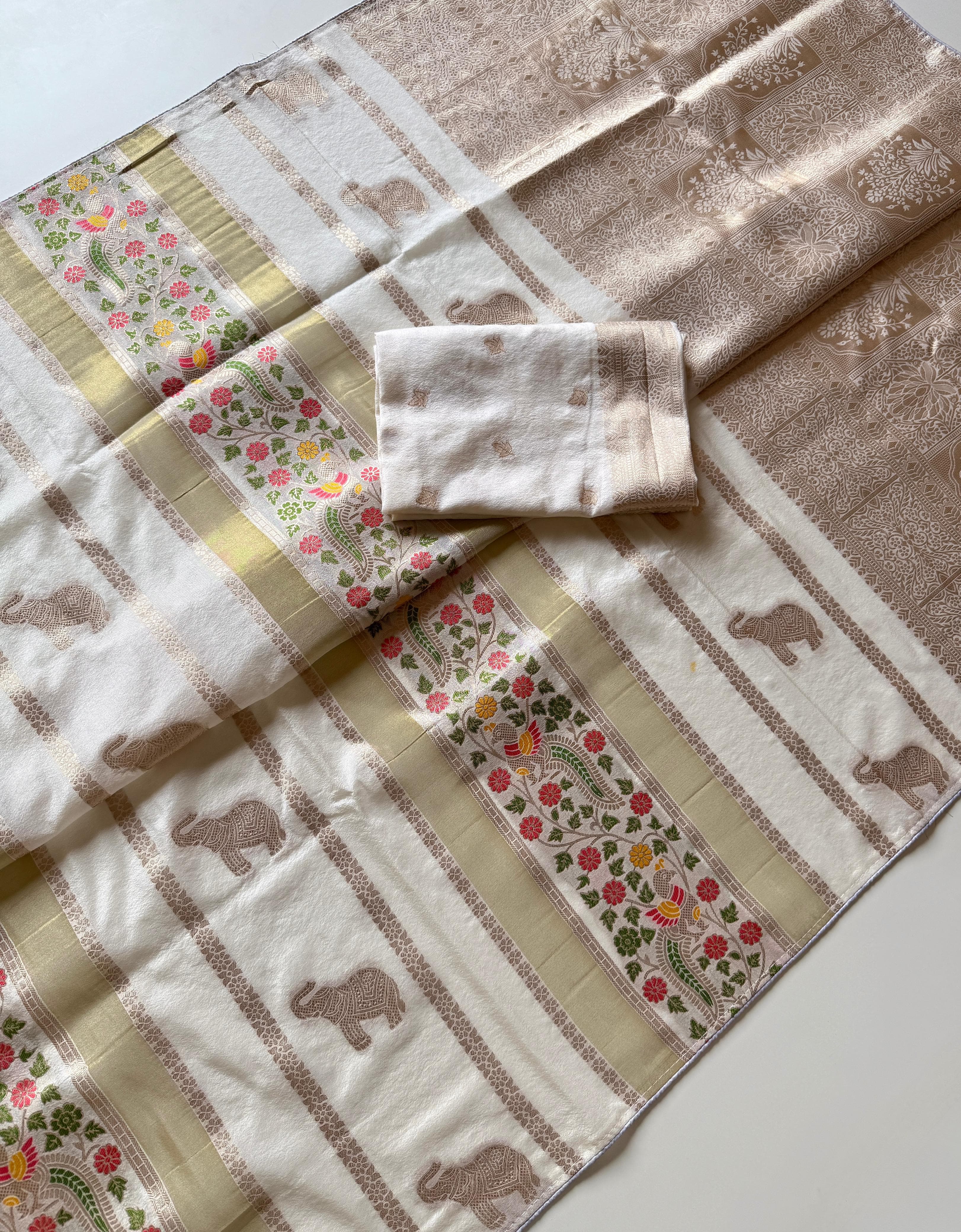 Pure Chinya Tisu Simmar Viscose Khaddi Crepe Georgette Sarees