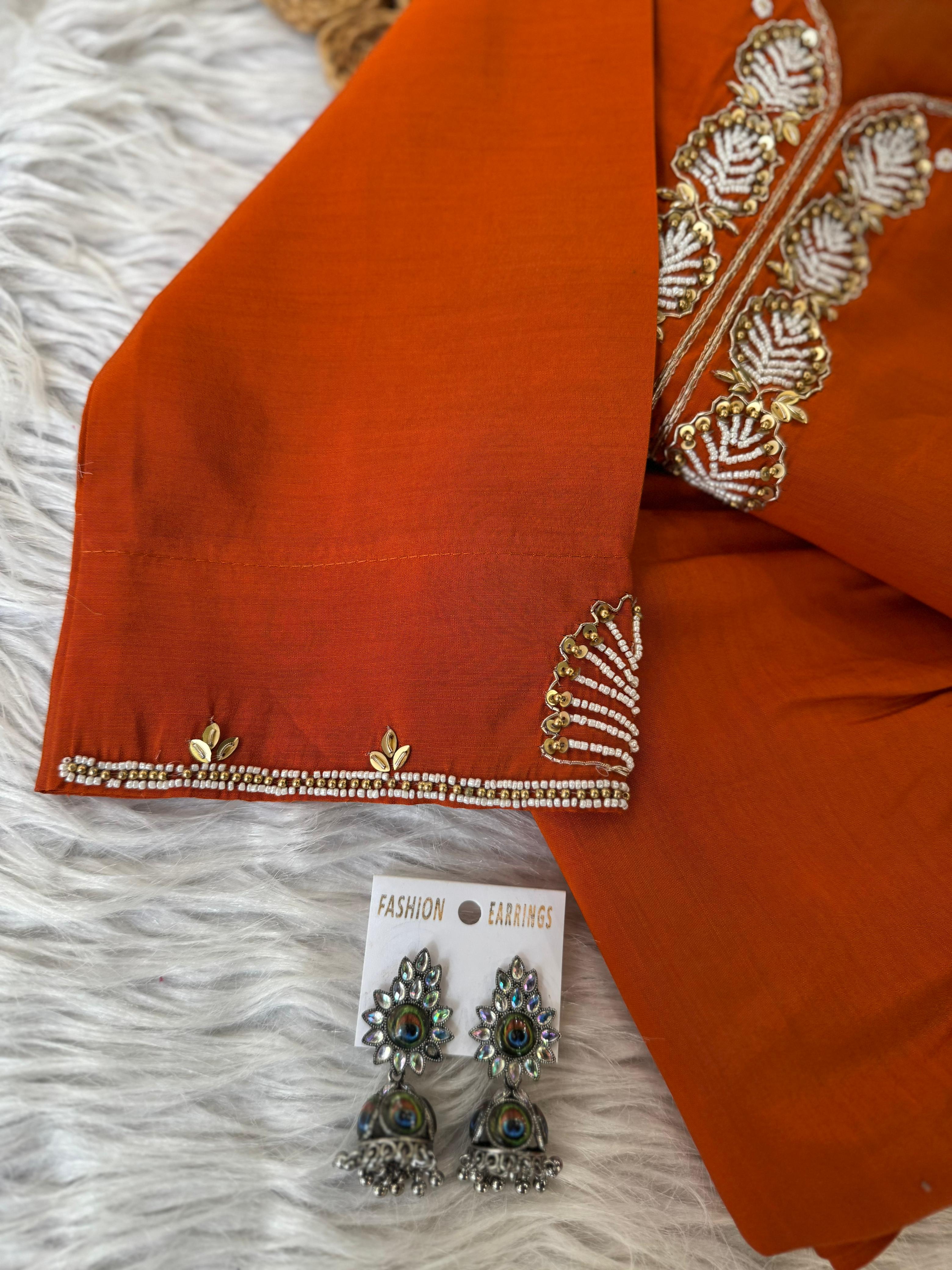 Beautiful Trending Orange Designer Kurti Set